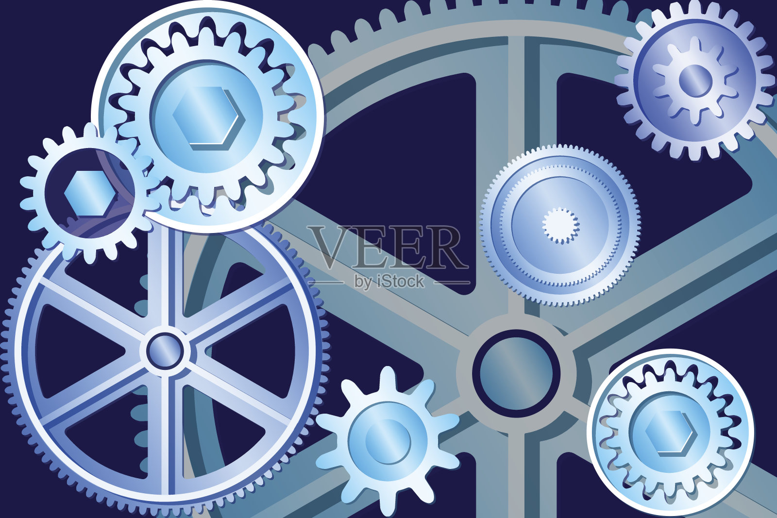 金属齿轮的工业概念插画图片素材