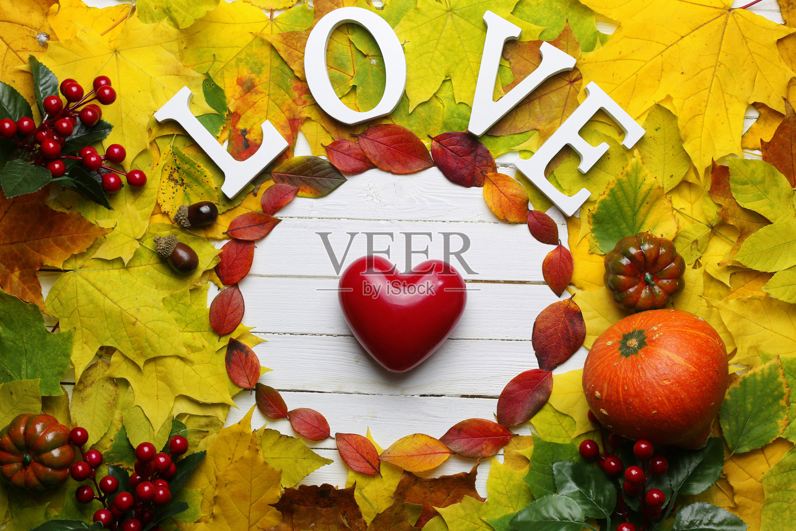 秋天的树叶背景形状圆圆的照片摄影图片