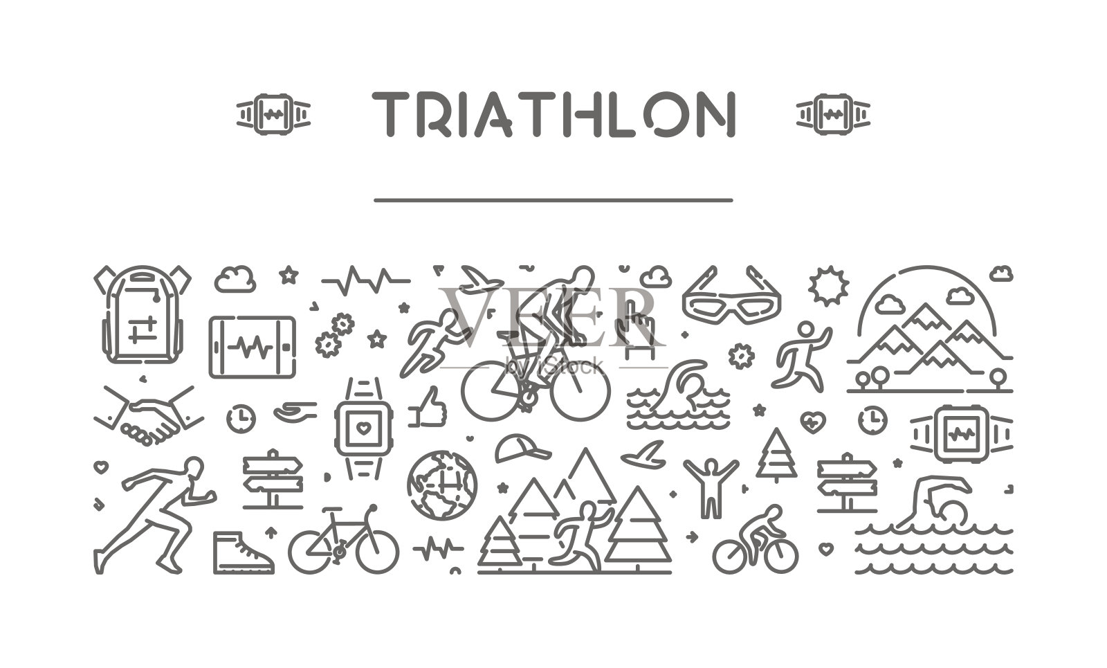 矢量线网络旗帜铁人三项插画图片素材