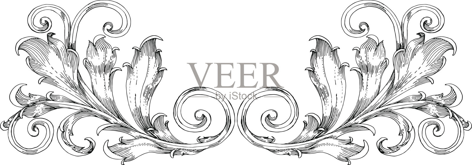 复古卷轴框架插画图片素材