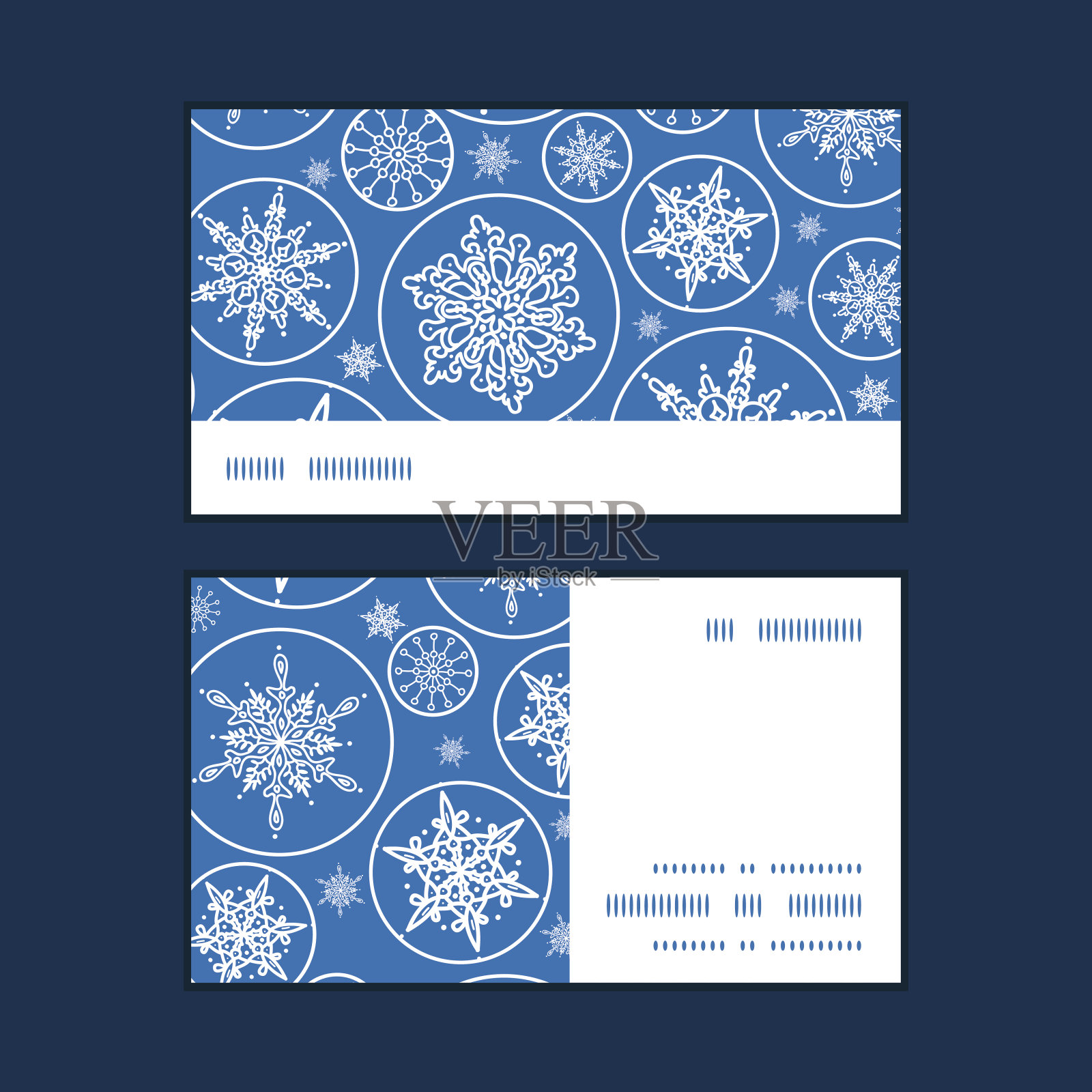 向量飘落的雪花水平条纹框图案名片套插画图片素材