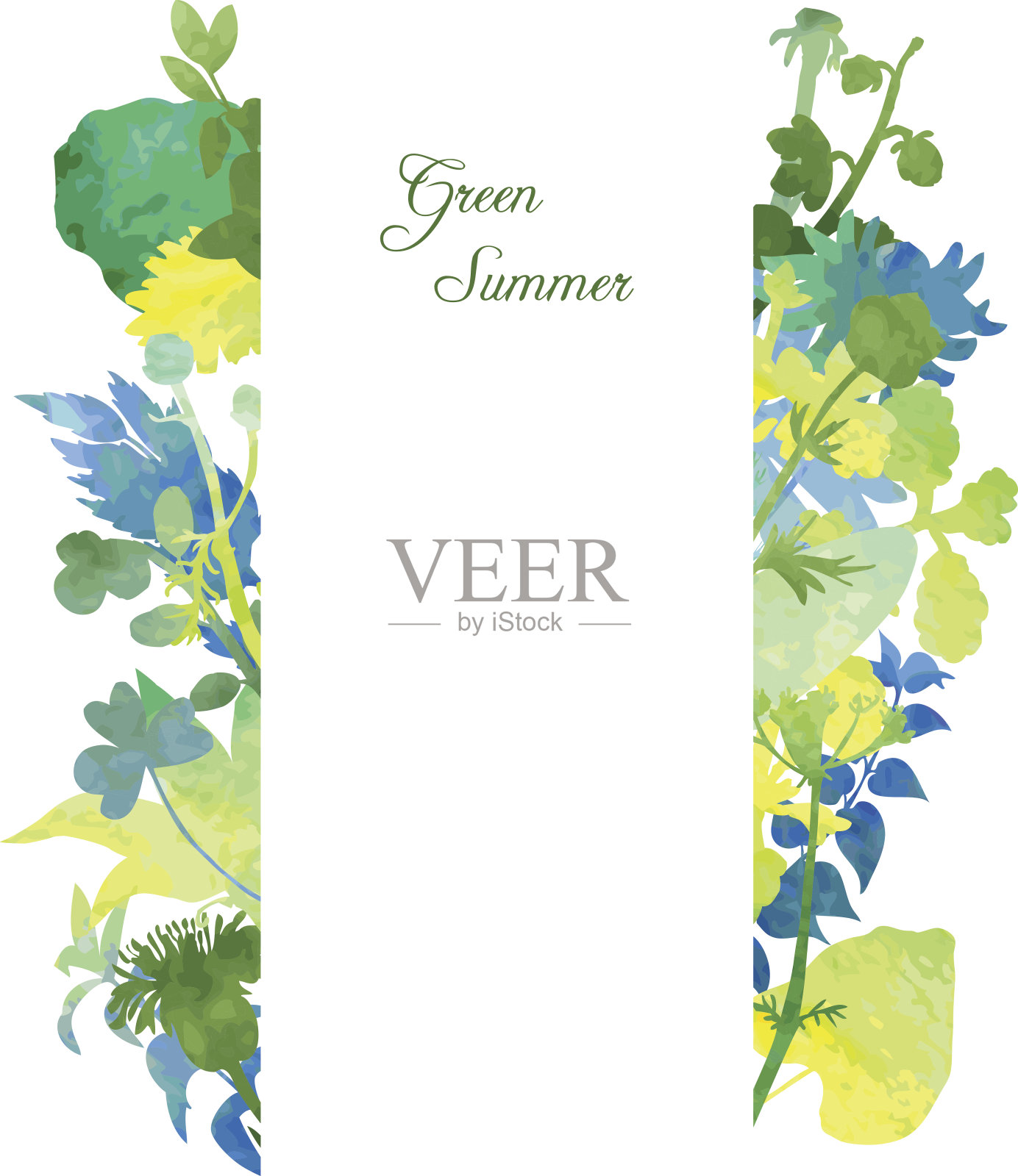 花模板与植物由水彩插画图片素材