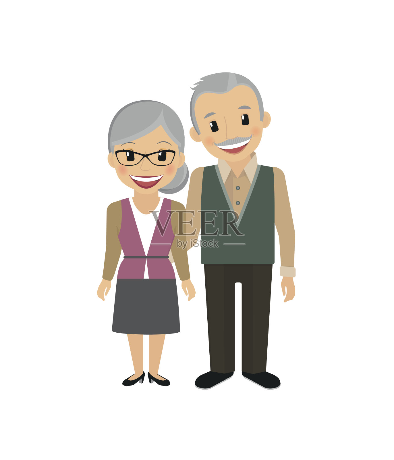 爷爷奶奶插画图片素材