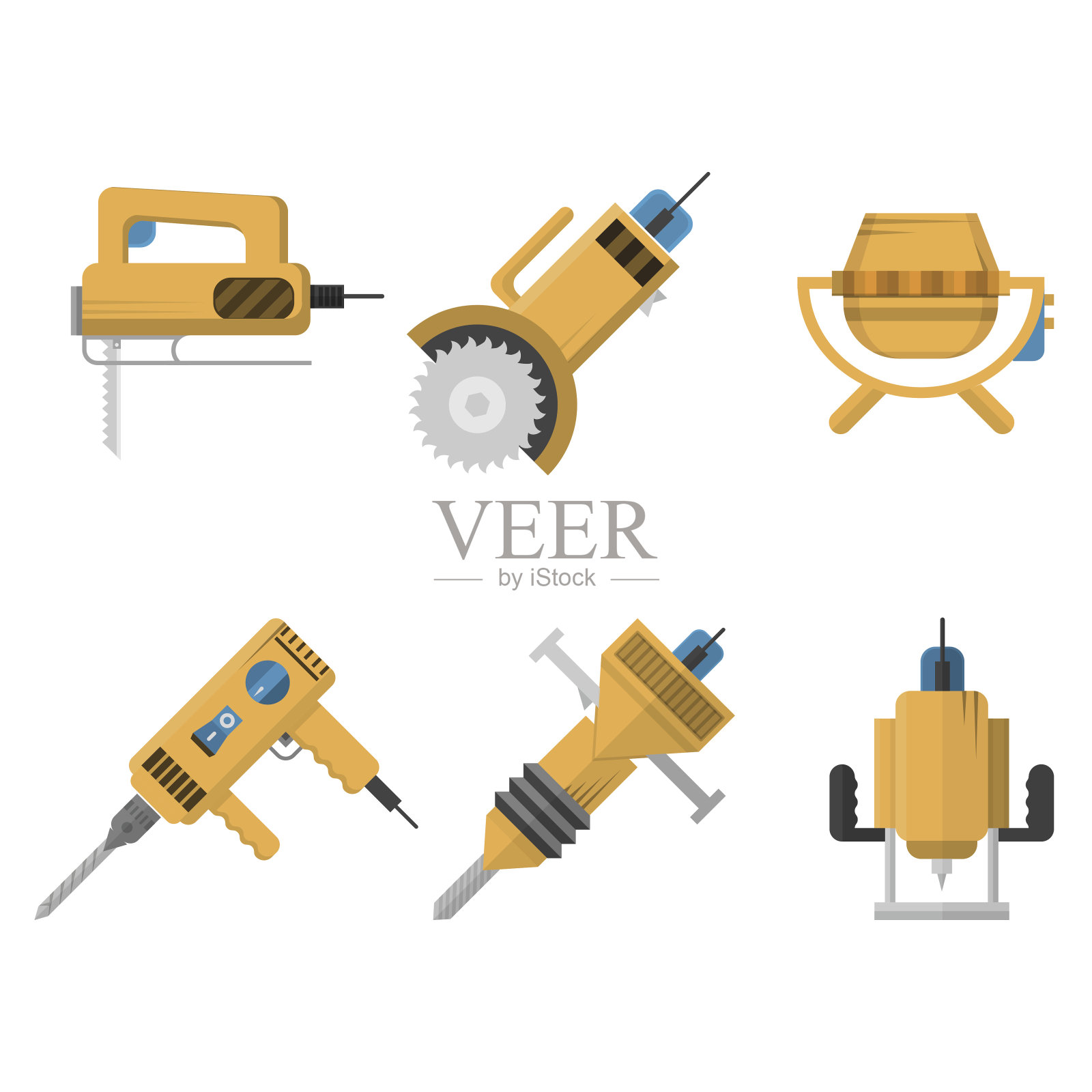 建筑设备的彩色图标向量集合设计元素图片