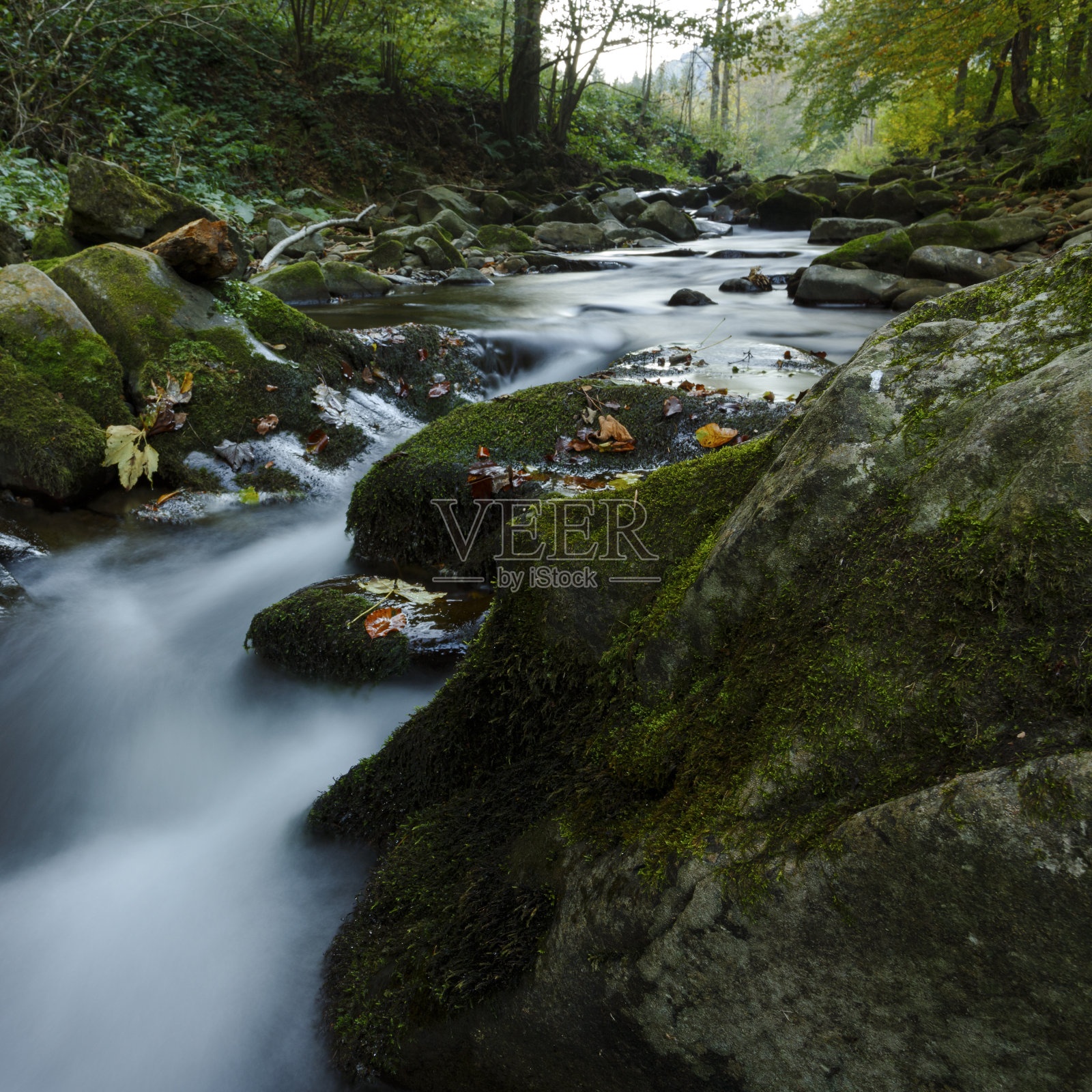美丽的自然瀑布在Bieszczady照片摄影图片