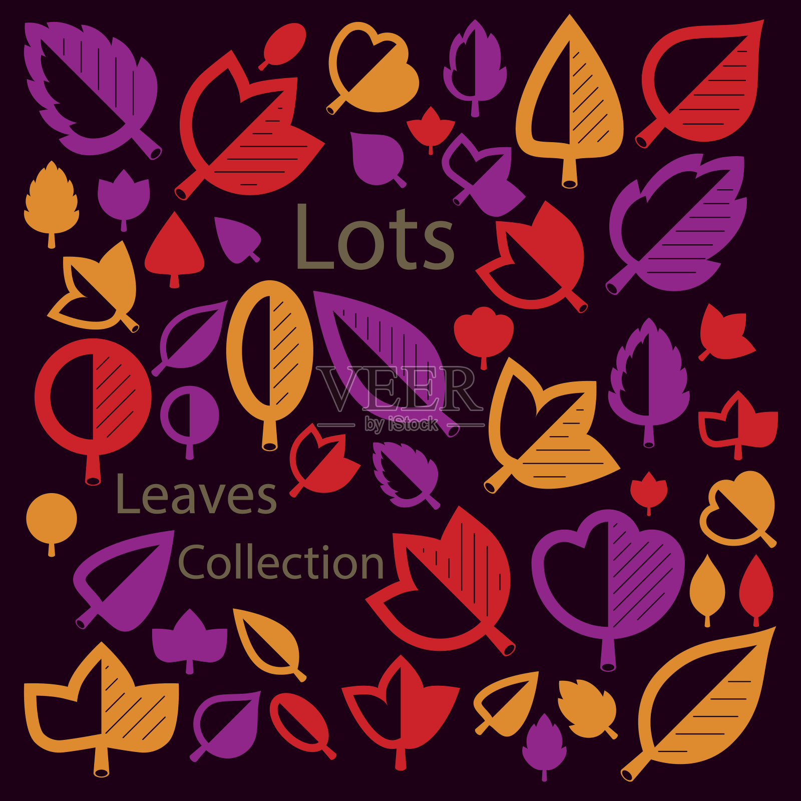 橙色和红色树叶子分离的矢量图插画图片素材