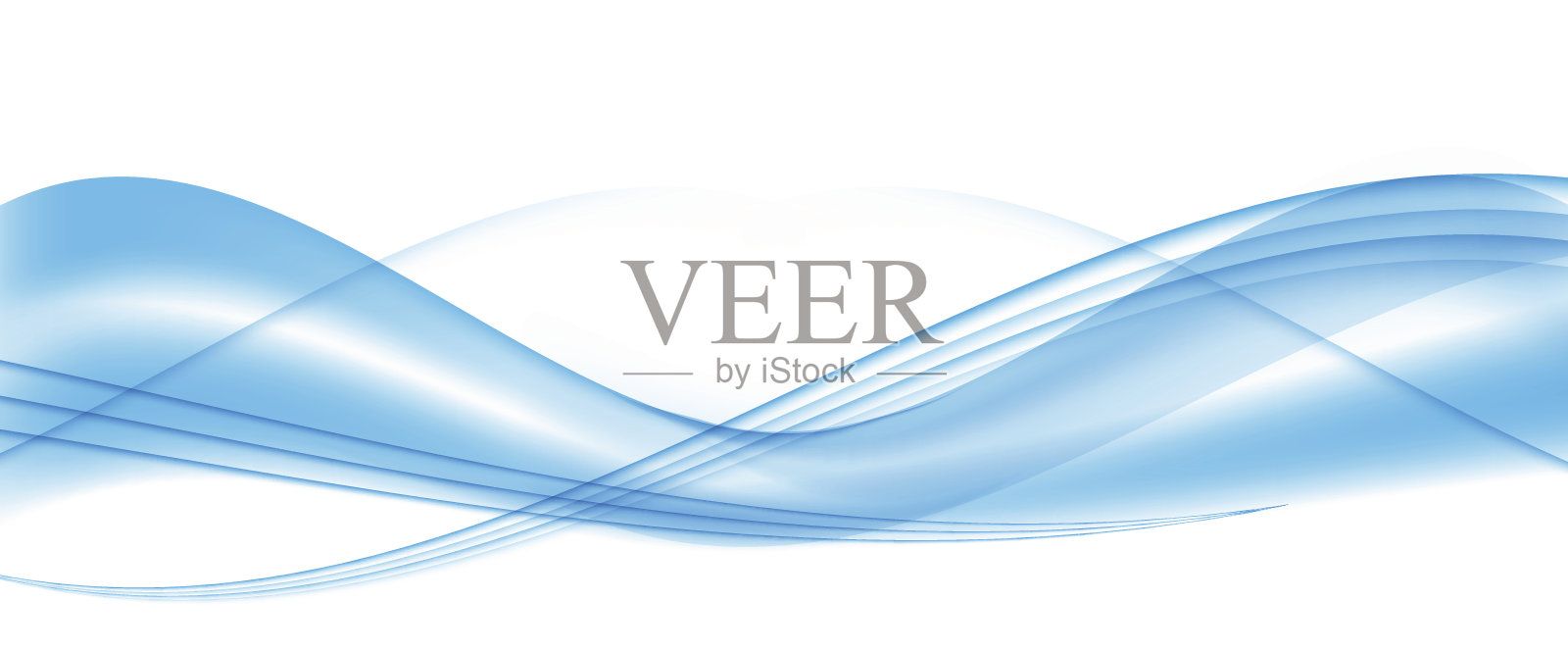 抽象蓝色波设置在透明背景。矢量插图插画图片素材