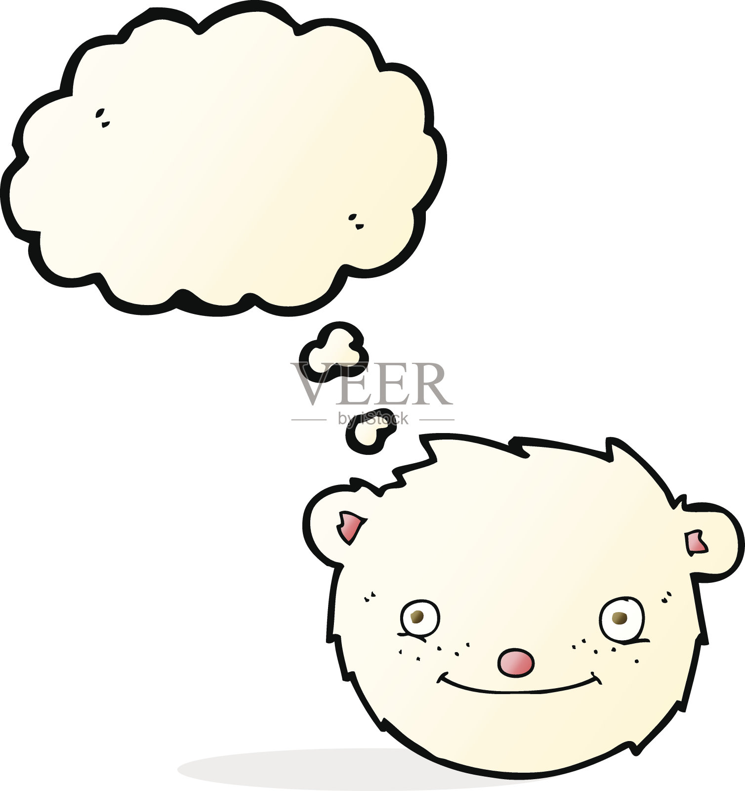 卡通北极熊头与思想泡泡设计元素图片