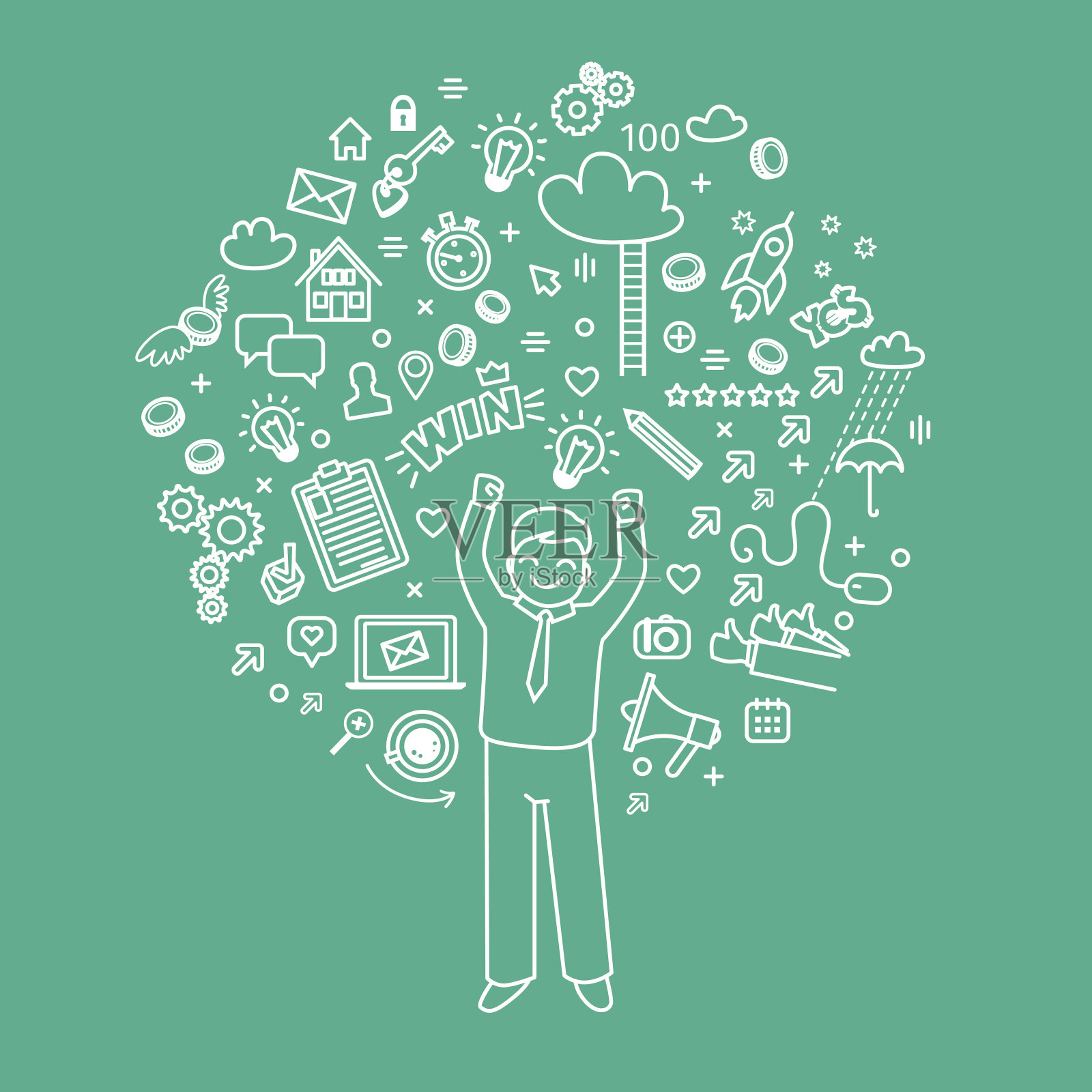 业务涂鸦图标插画图片素材