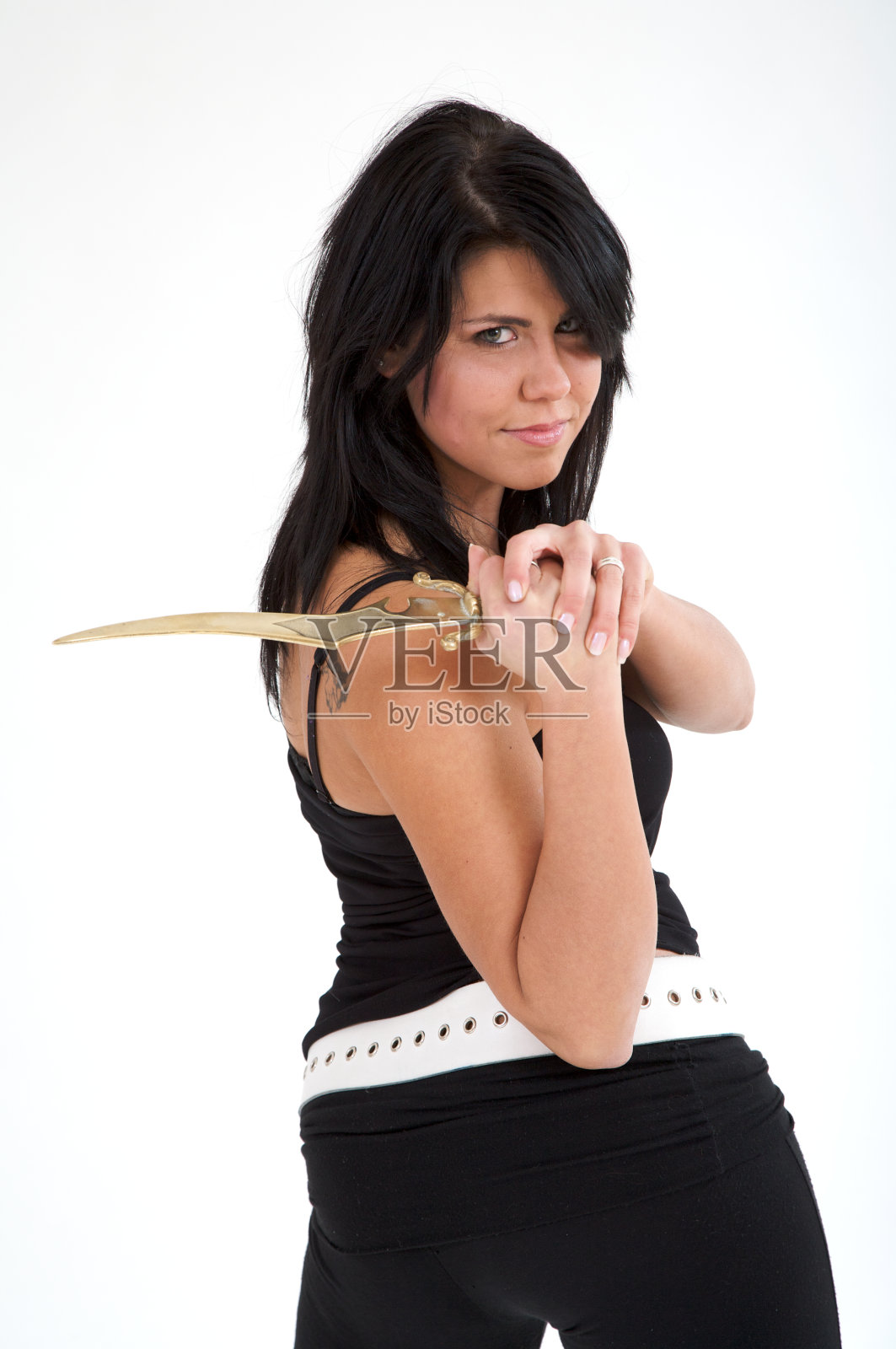 刀的女孩照片摄影图片