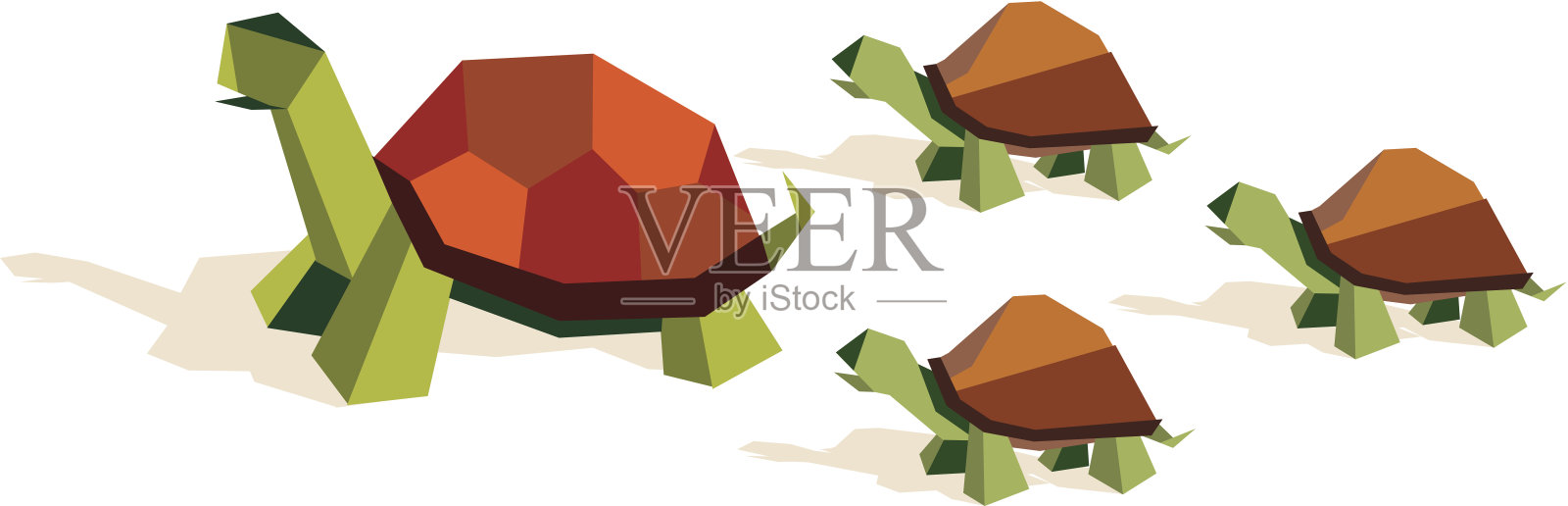 折纸乌龟家族设计元素图片