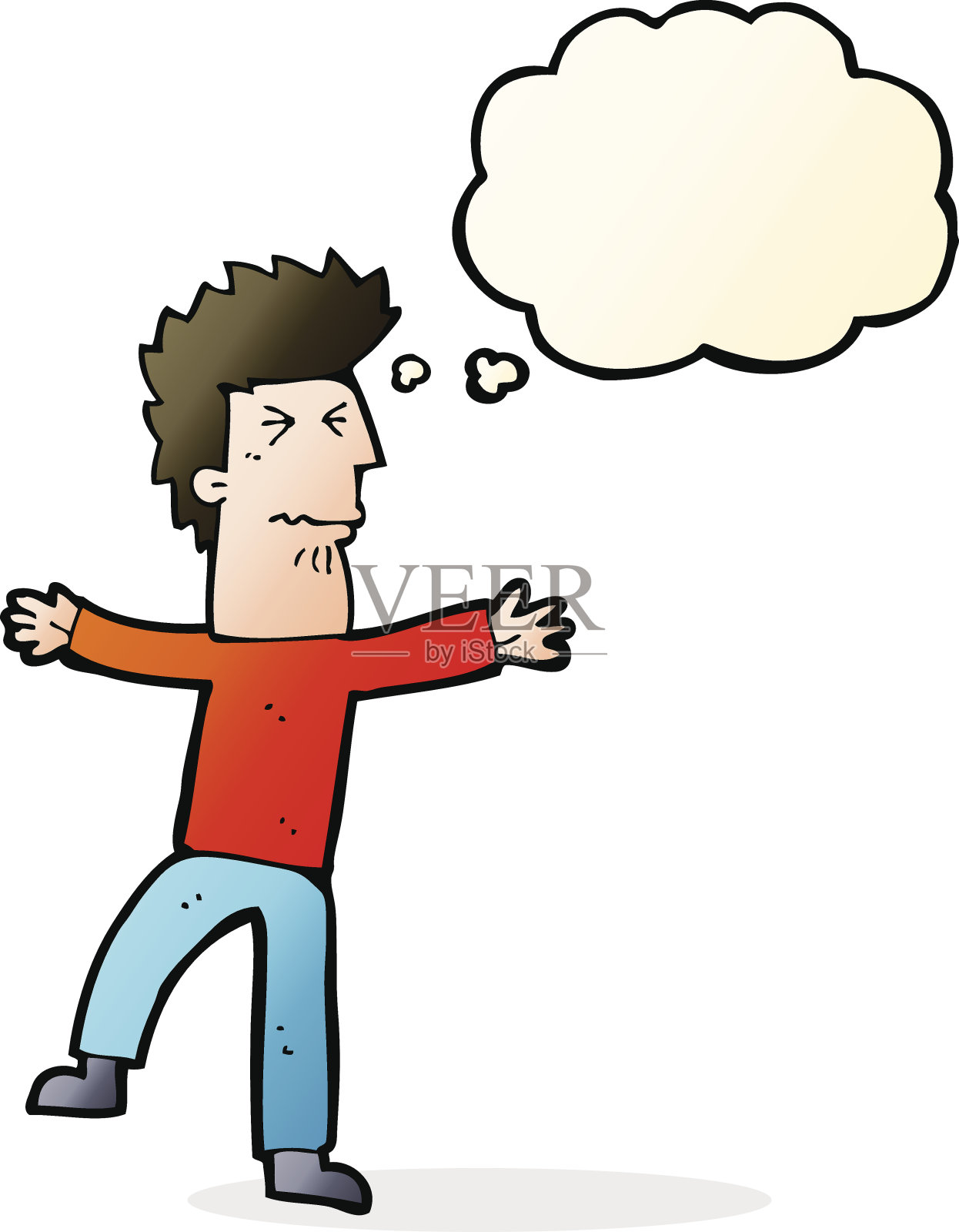 卡通强调人与思想泡沫设计元素图片