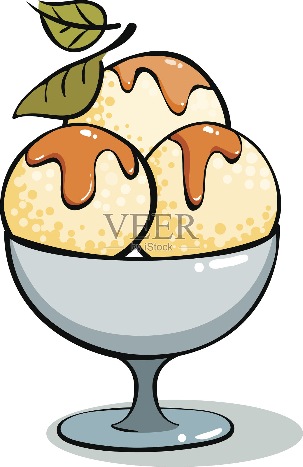 玻璃杯里放三勺冰淇淋糖浆插画图片素材