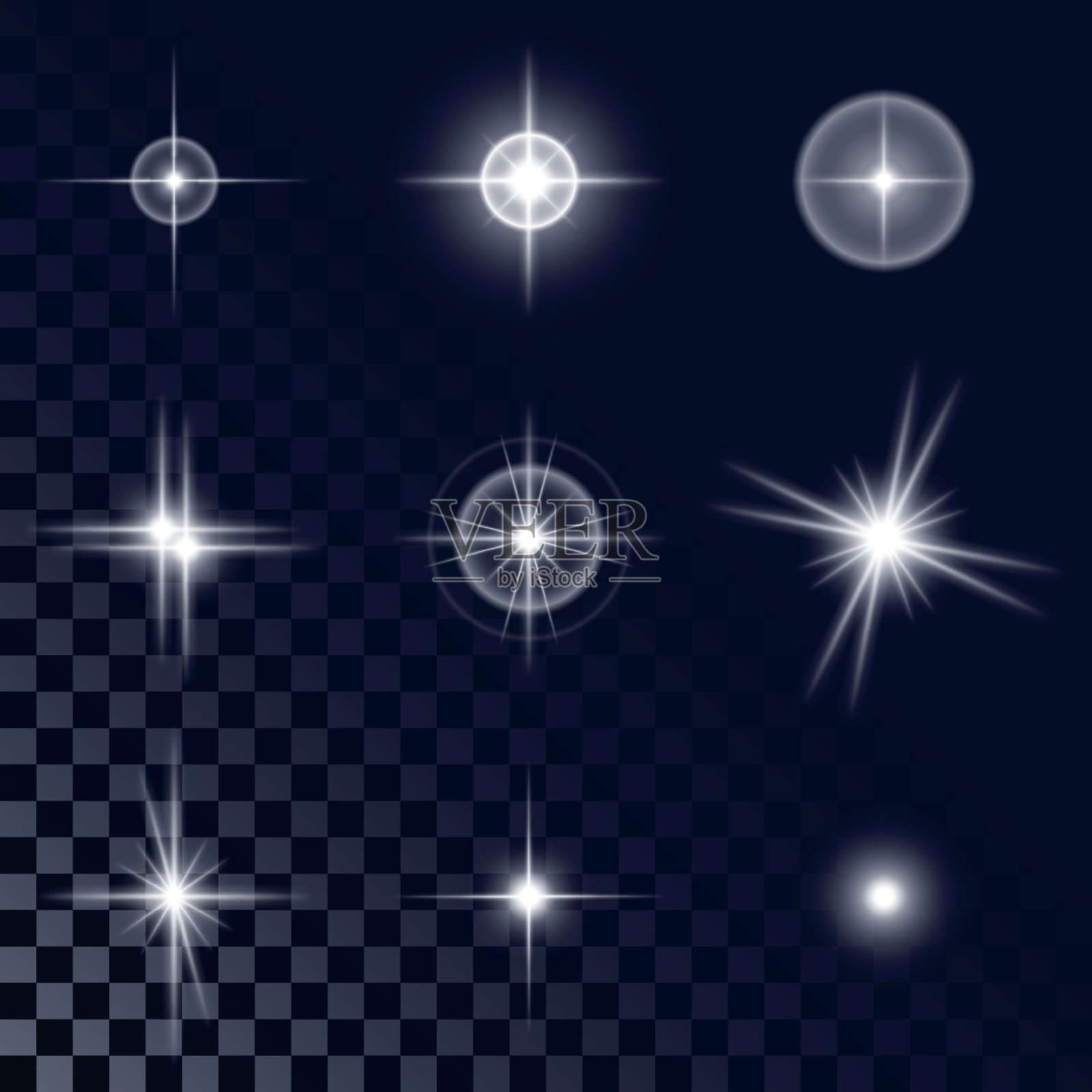 一组美丽的白色星星插画图片素材