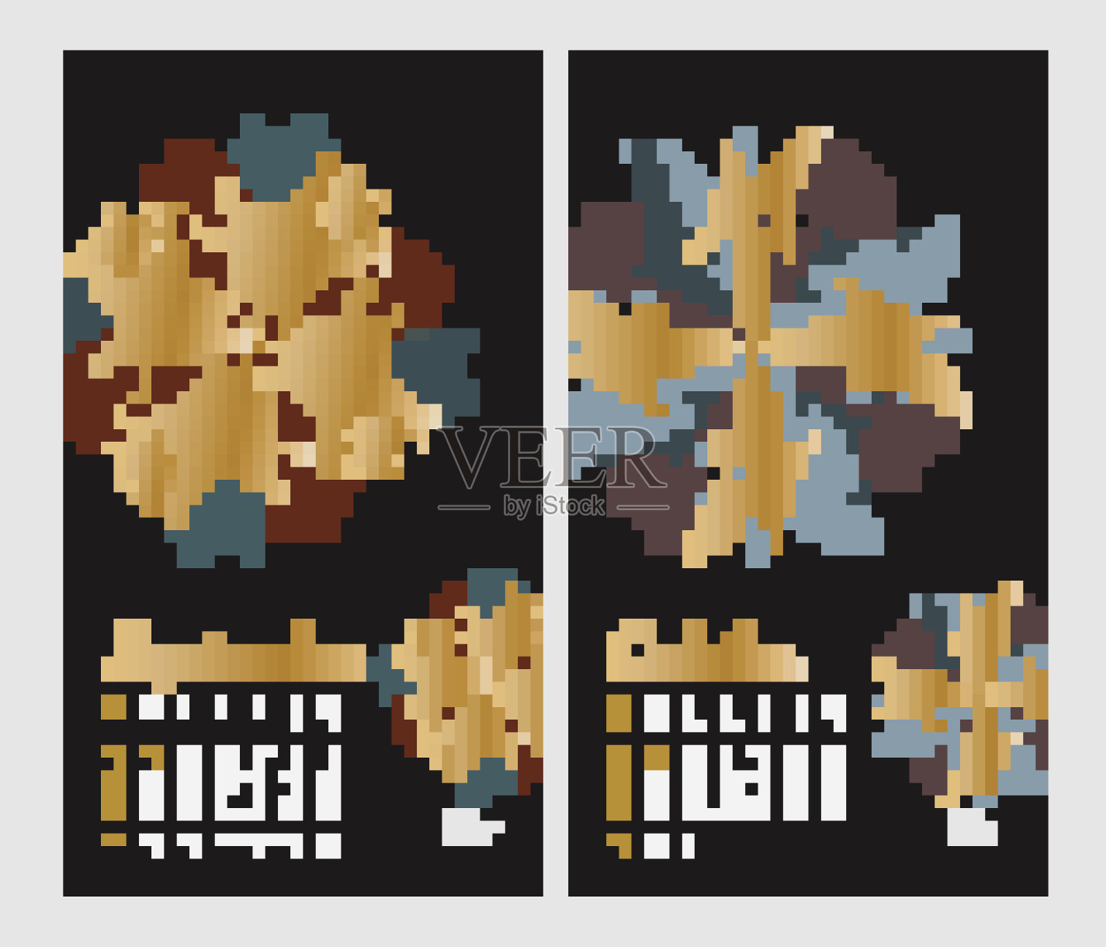 动物印刷日历2017与动植物分形插画图片素材