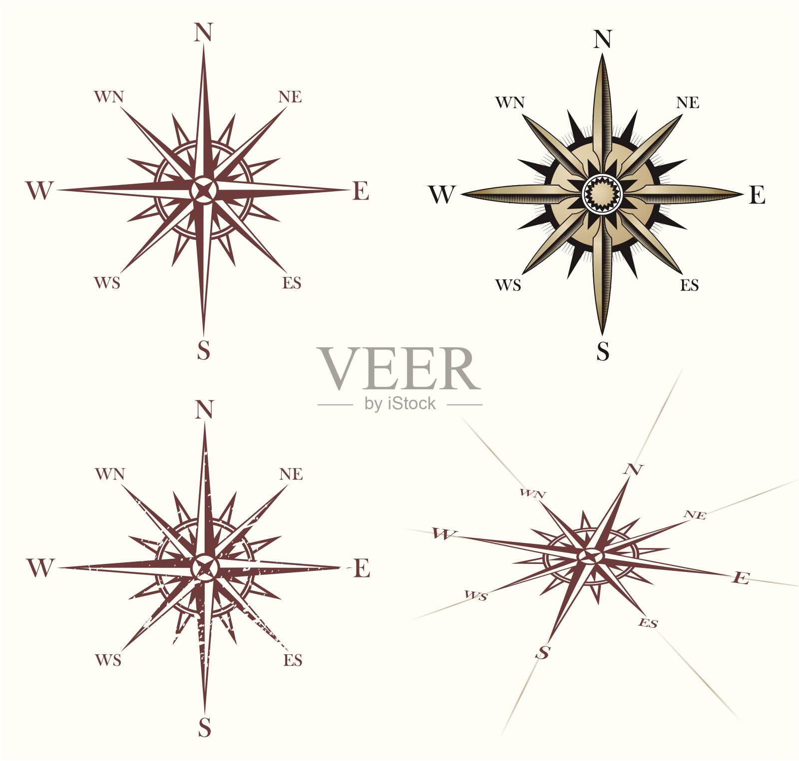复古风玫瑰罗盘设计元素图片
