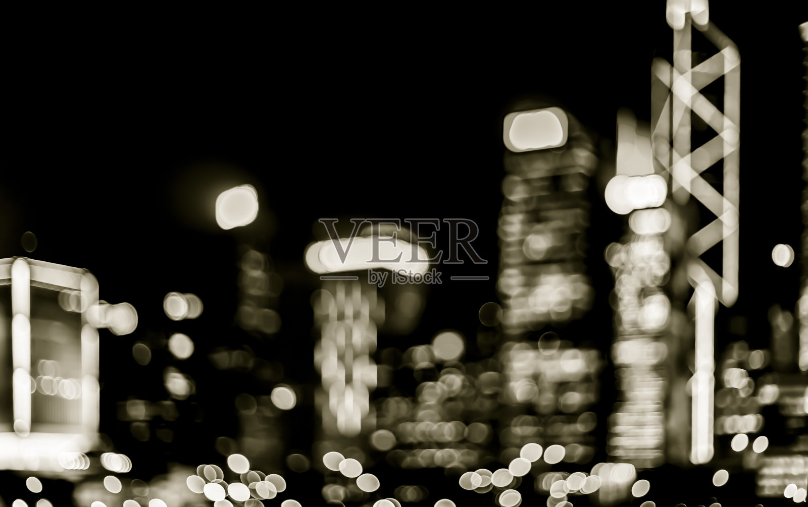 以复古风格的圆形散景模糊香港城市的形象照片摄影图片