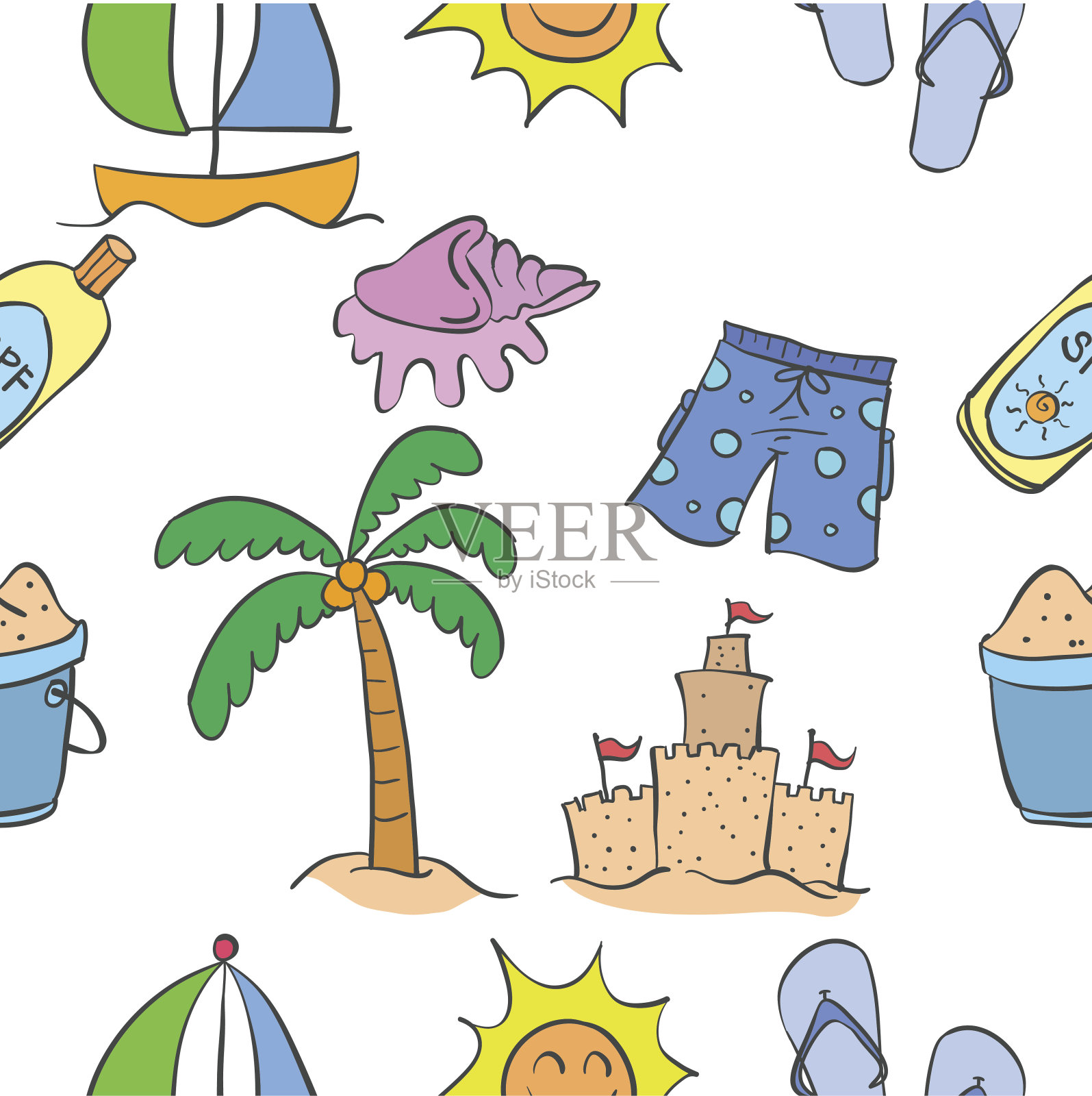 收藏夏季主题图案风格矢量艺术插画图片素材