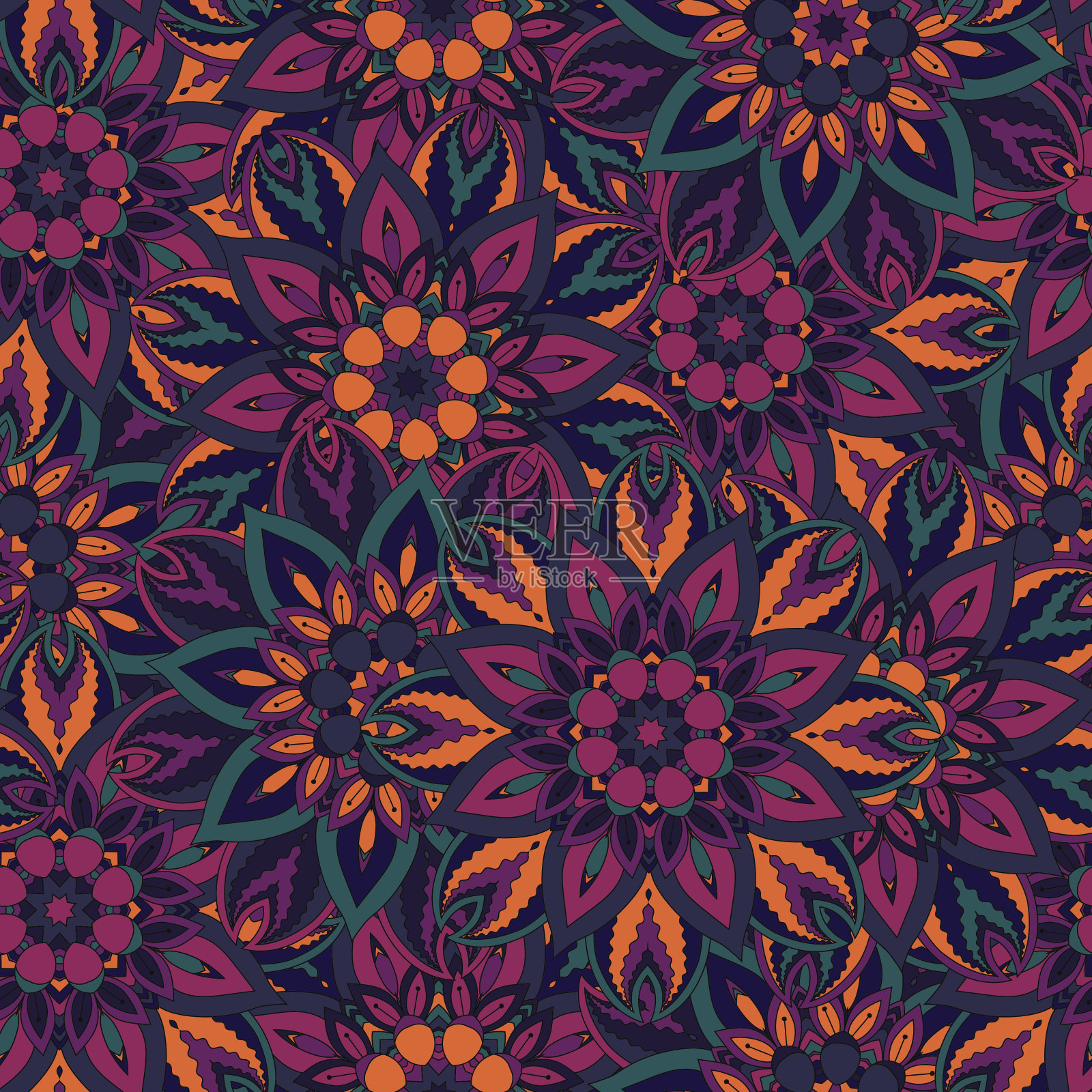 无缝模式。古典装饰元素。伊斯兰，阿拉伯，印度，奥斯曼帝国的主题。插画图片素材