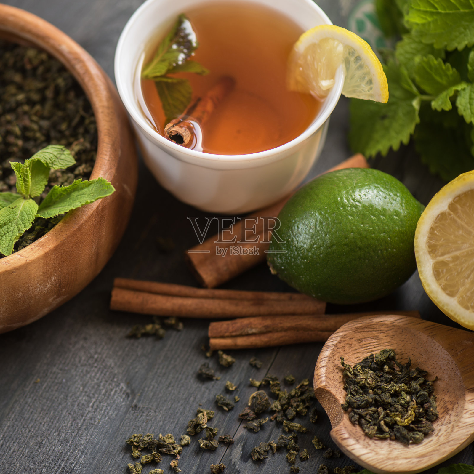 茶成分集照片摄影图片