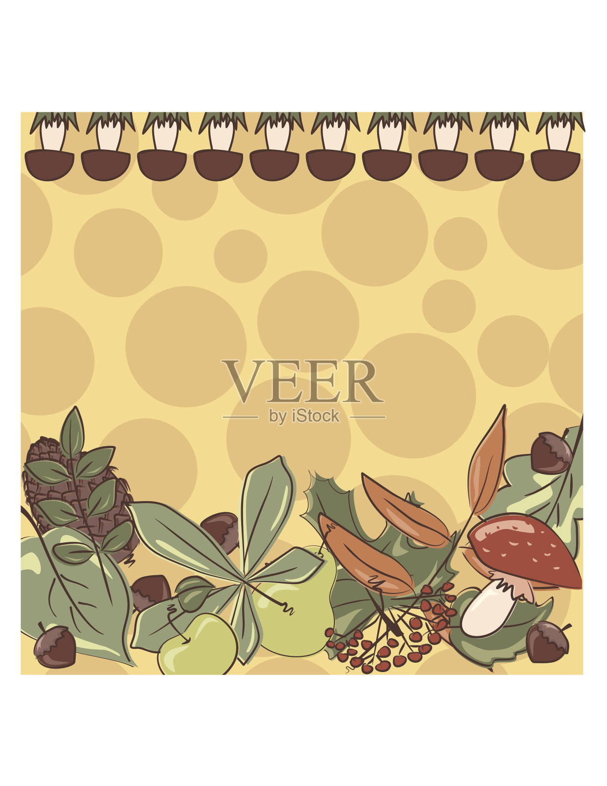 秋叶和蘑菇横幅架插画图片素材