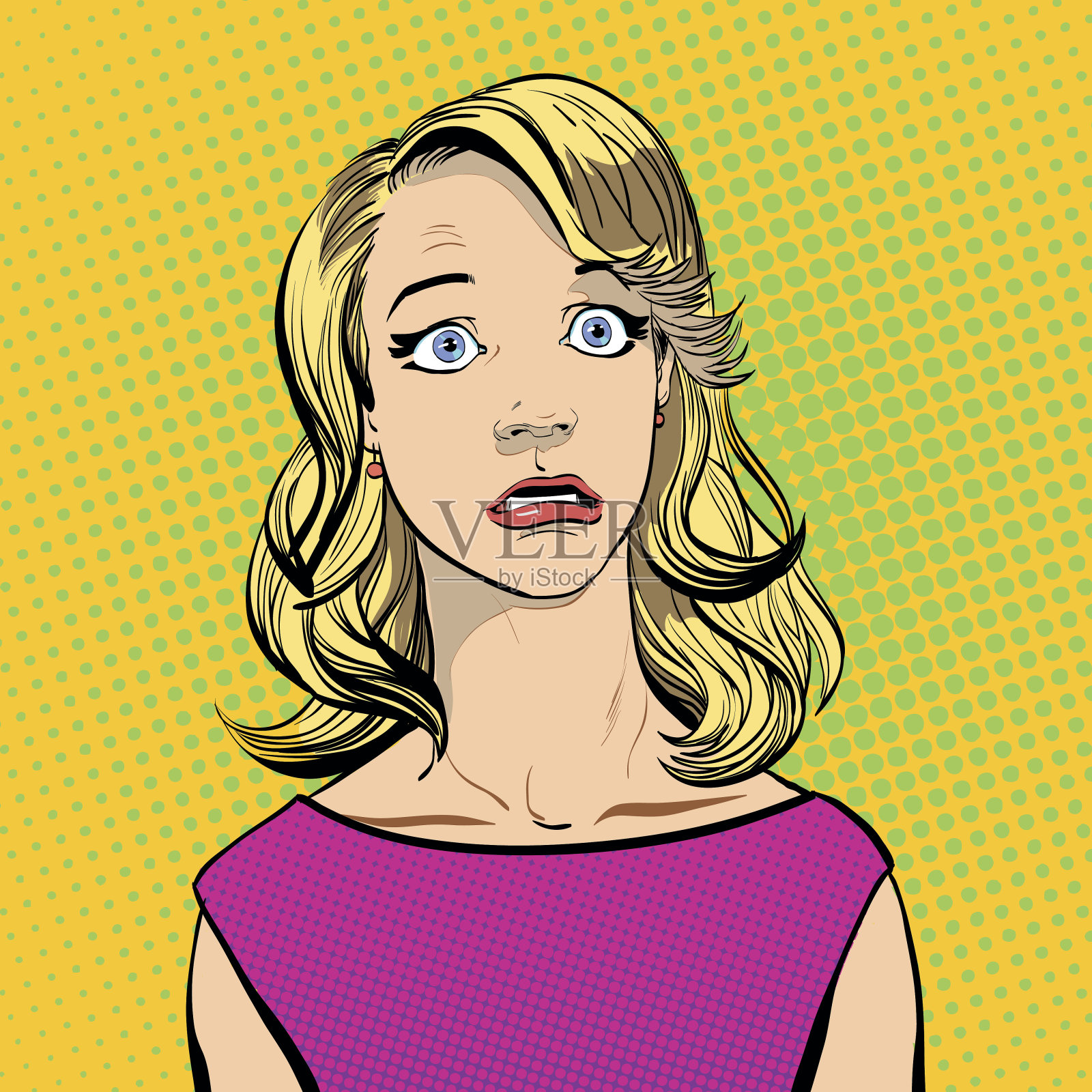 惊讶女人的肖像。奇怪的女人。奇怪的女孩插画图片素材