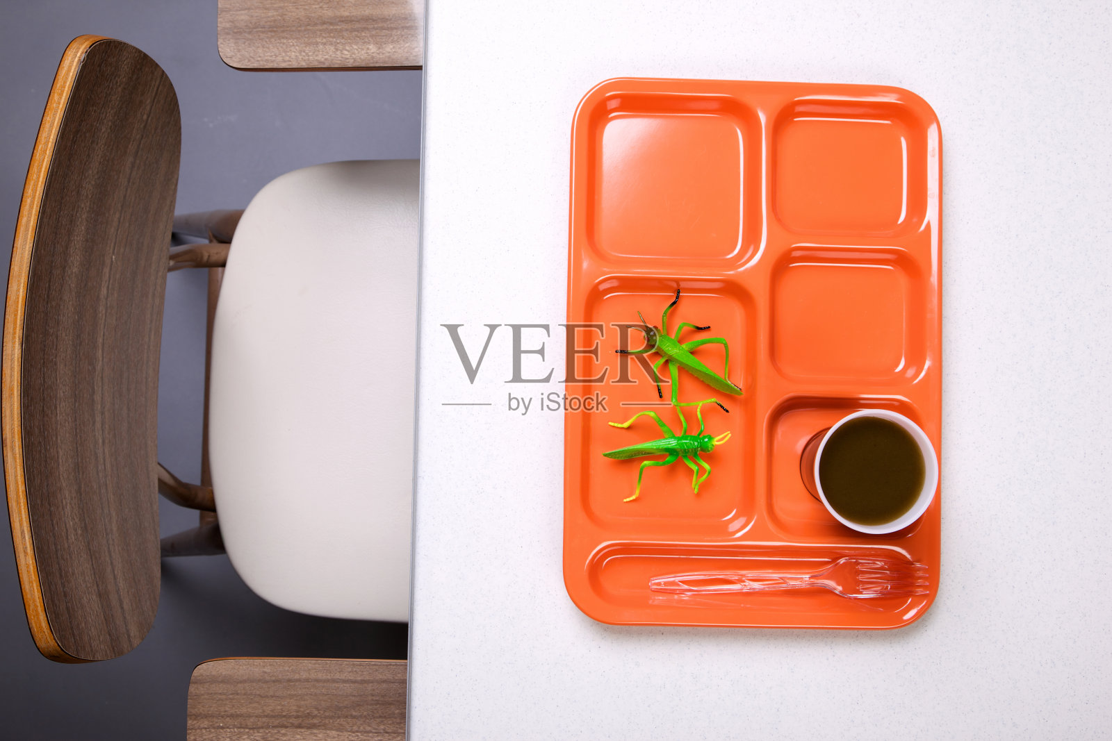 绿色食品—橙色午餐托盘饮食系列照片摄影图片