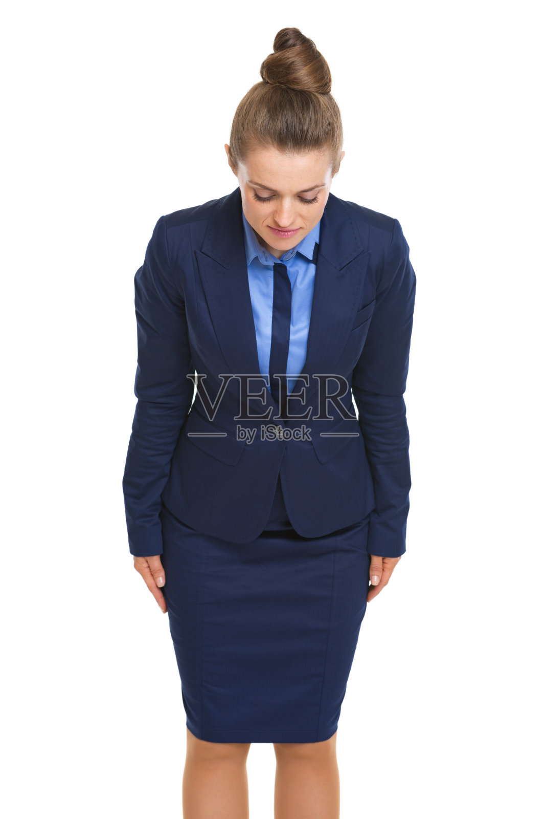 商务女性做亚洲问候照片摄影图片