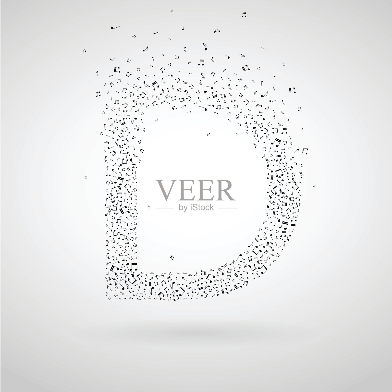 由飞行的音符组成的字母D。设计元素图片