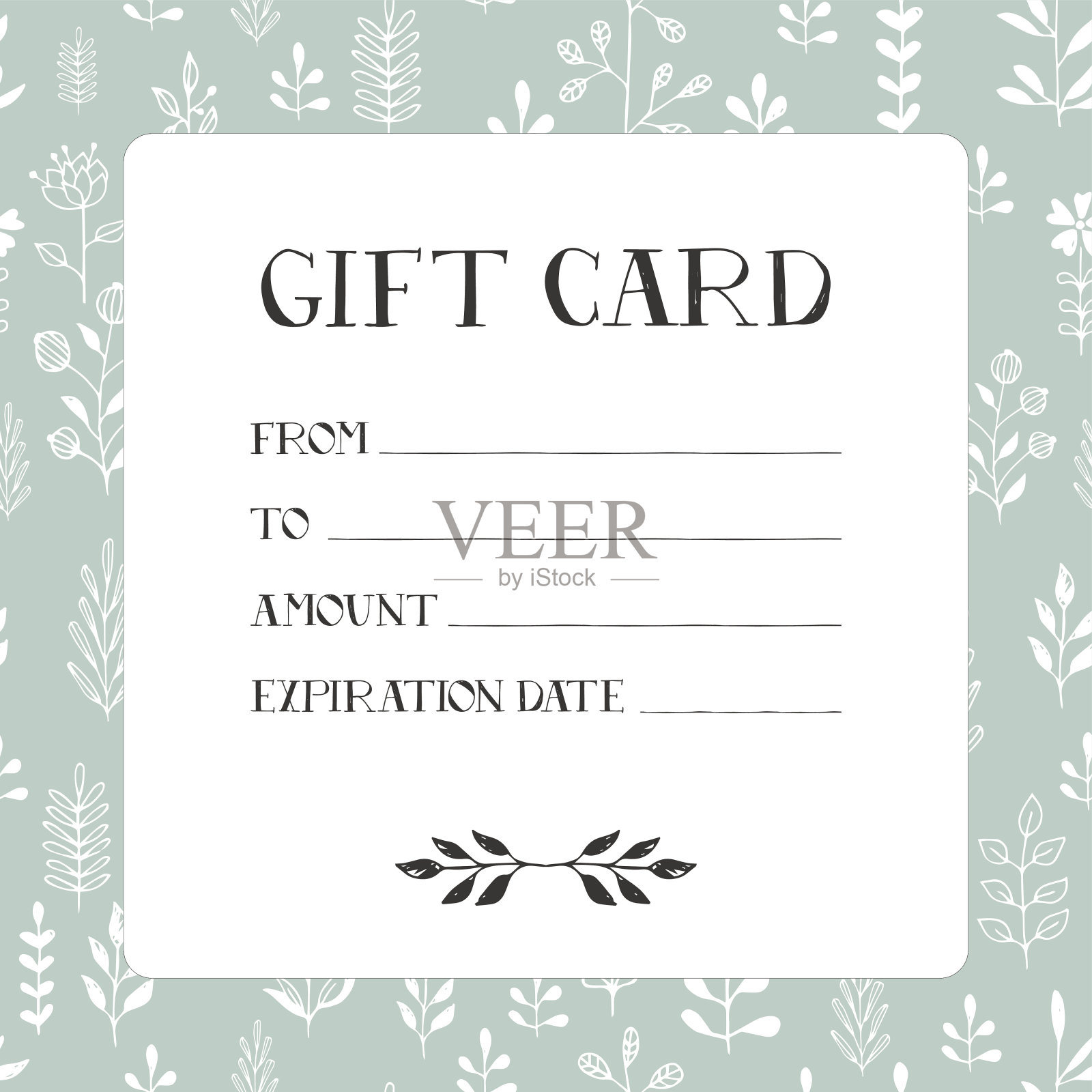 鲜花图案的礼品卡插画图片素材