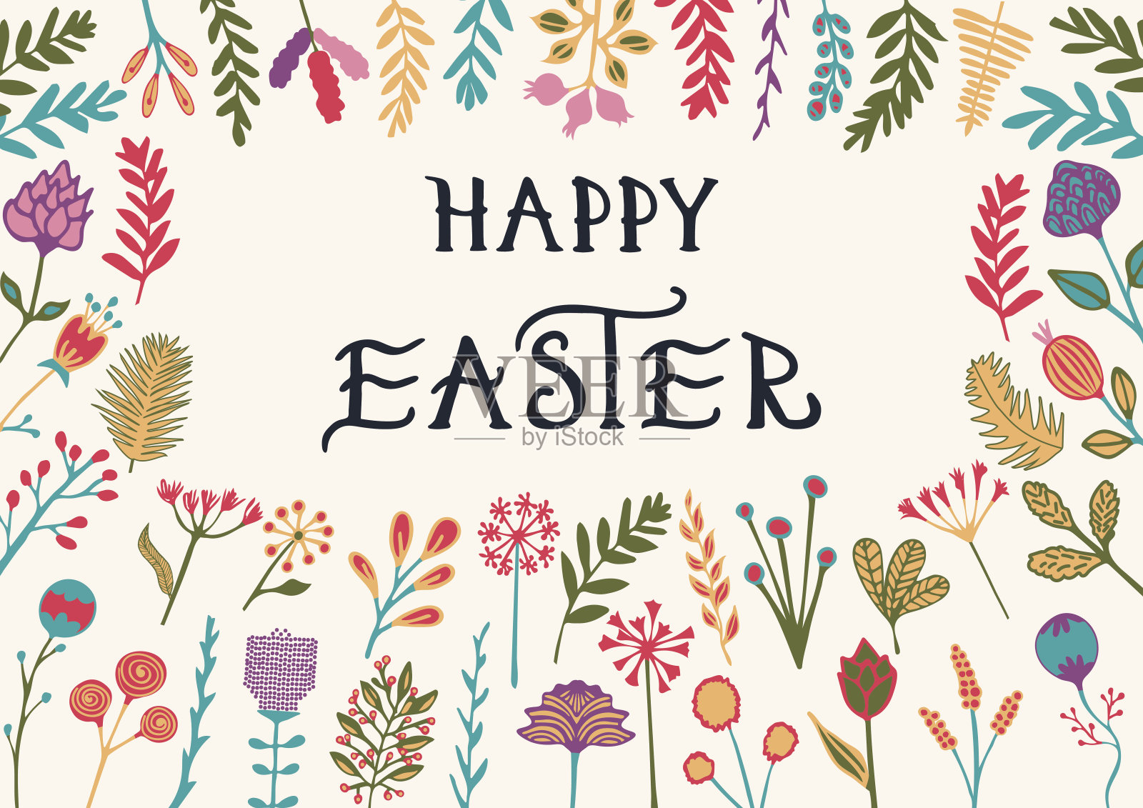 复活节快乐贺卡与手绘设计模板素材