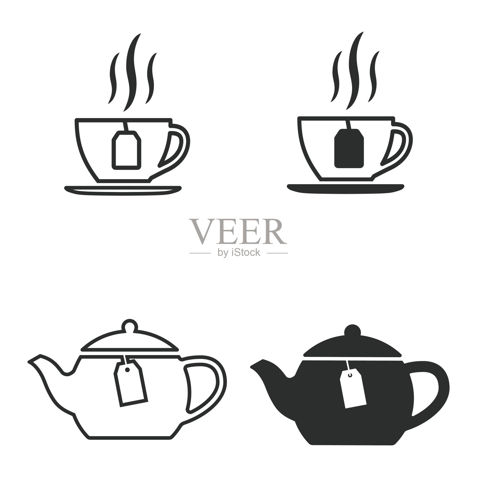 茶的图标集。设计元素图片