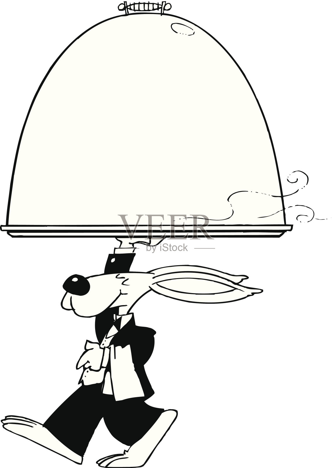 兔子的服务员插画图片素材