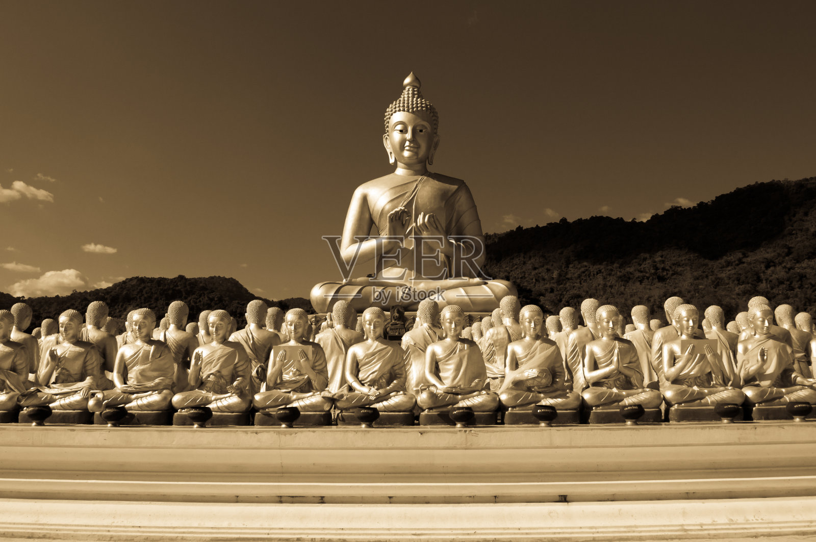 泰国佛陀纪念公园的金佛。照片摄影图片