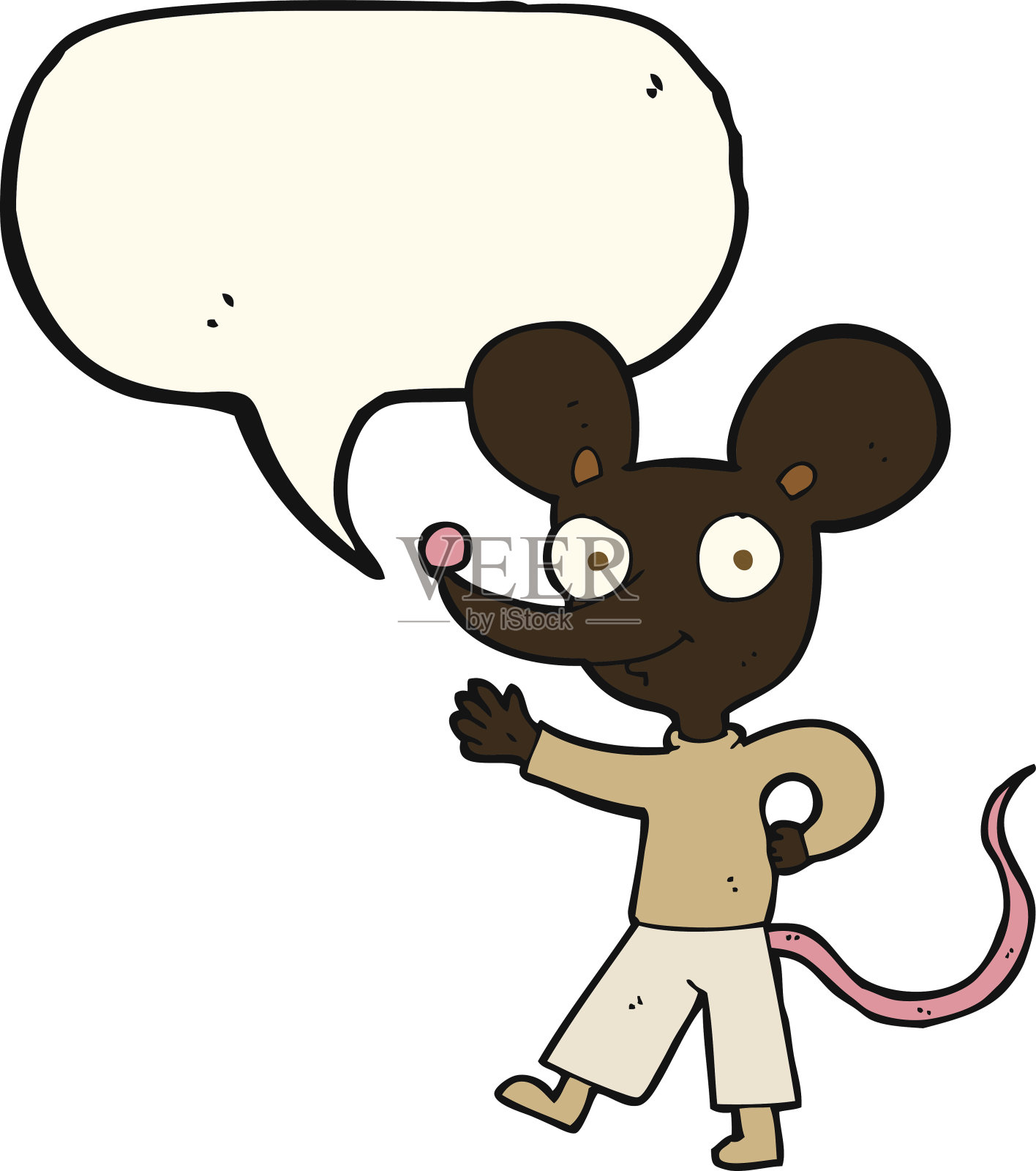 卡通挥鼠标与语音泡泡插画图片素材