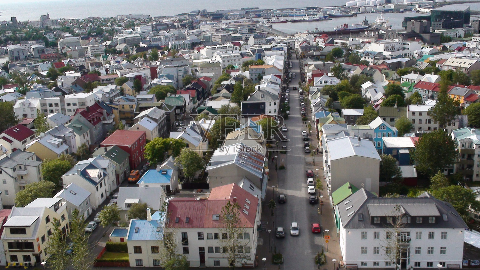 雷克雅未克，冰岛鸟瞰图照片摄影图片