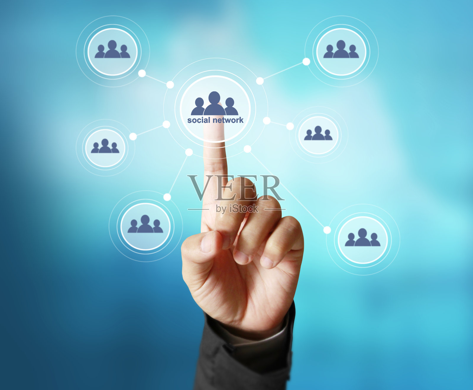 手触摸虚拟图标社交网络照片摄影图片