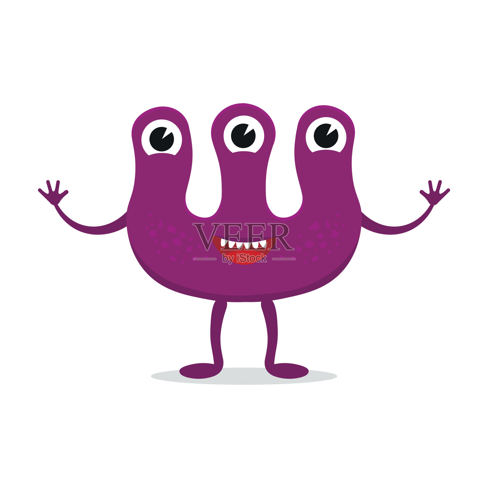 有趣的彩色怪物图标上的白色背景。矢量插图卡通怪物的角色。插画图片素材