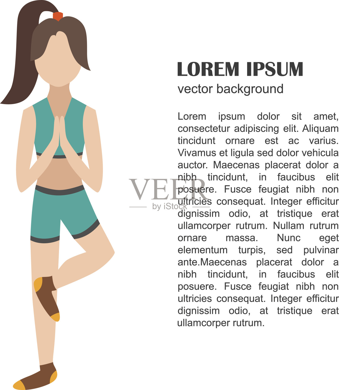 矢量卡通平面瑜伽树姿势女人插画图片素材