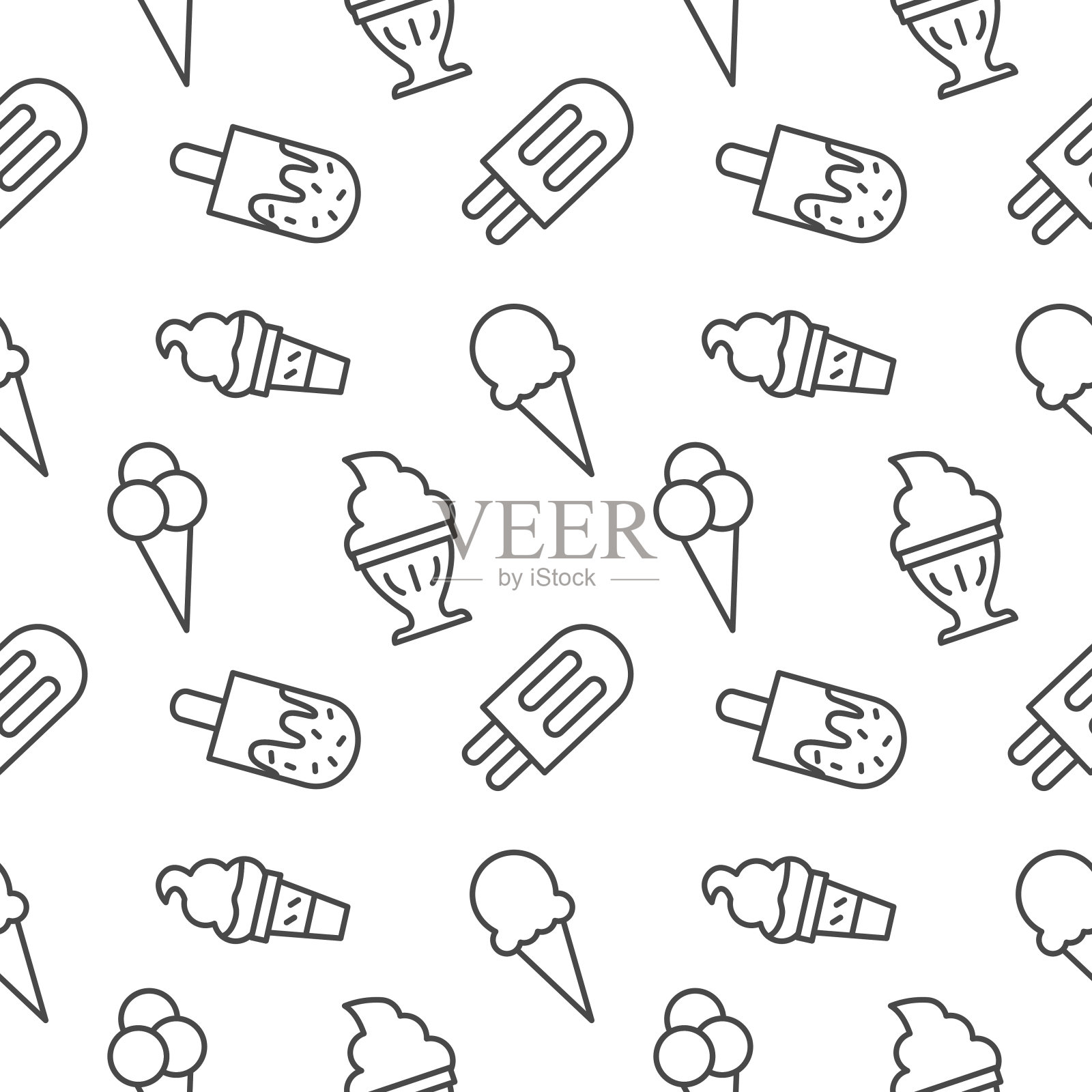 冰淇淋无缝模式矢量背景插画图片素材