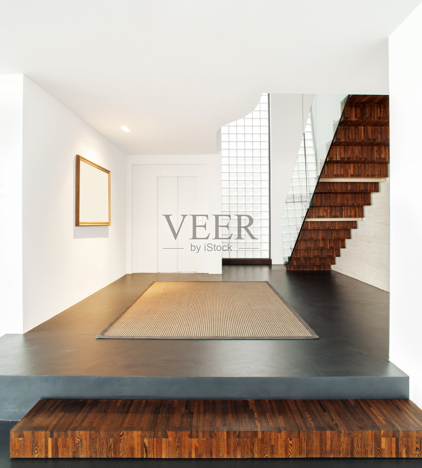 室内现代住宅，楼梯照片摄影图片