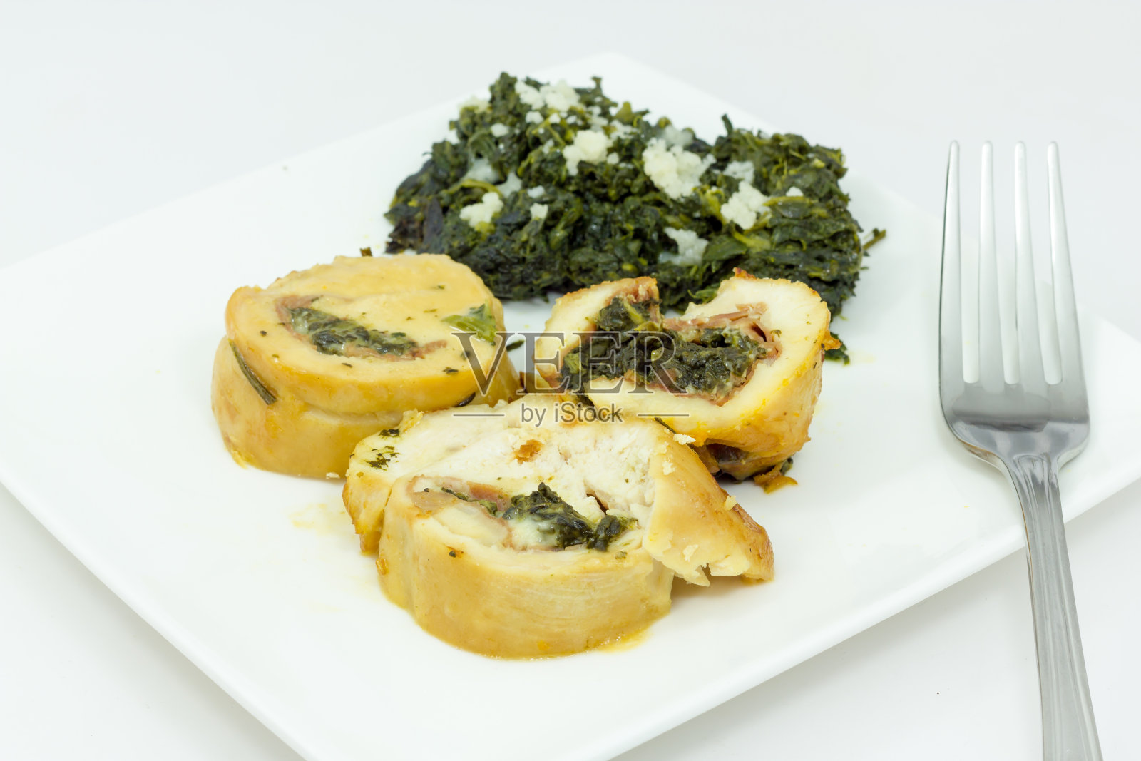 菠菜烤鸡胸照片摄影图片