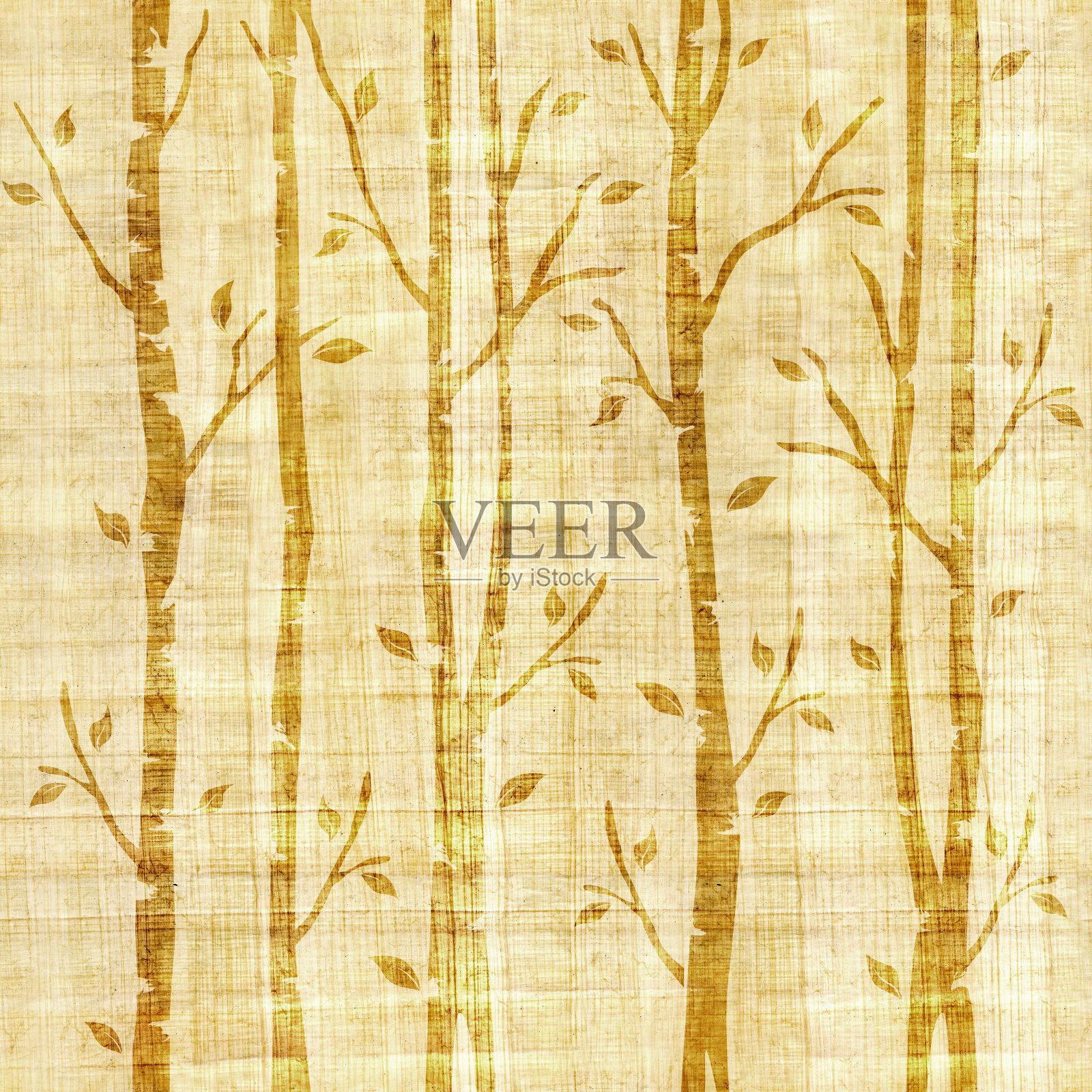 抽象装饰树木-无缝图案-纸莎草纹理照片摄影图片