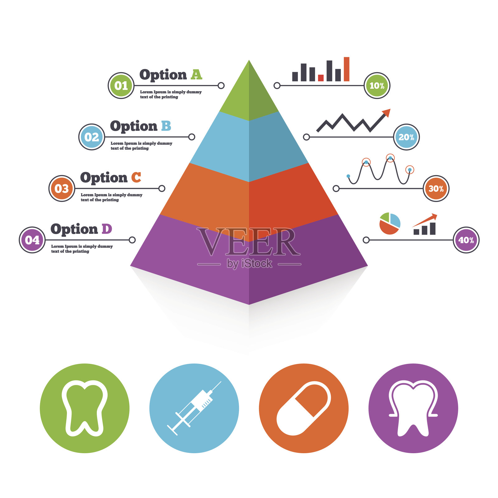 牙釉质图标。医用注射器和药丸插画图片素材