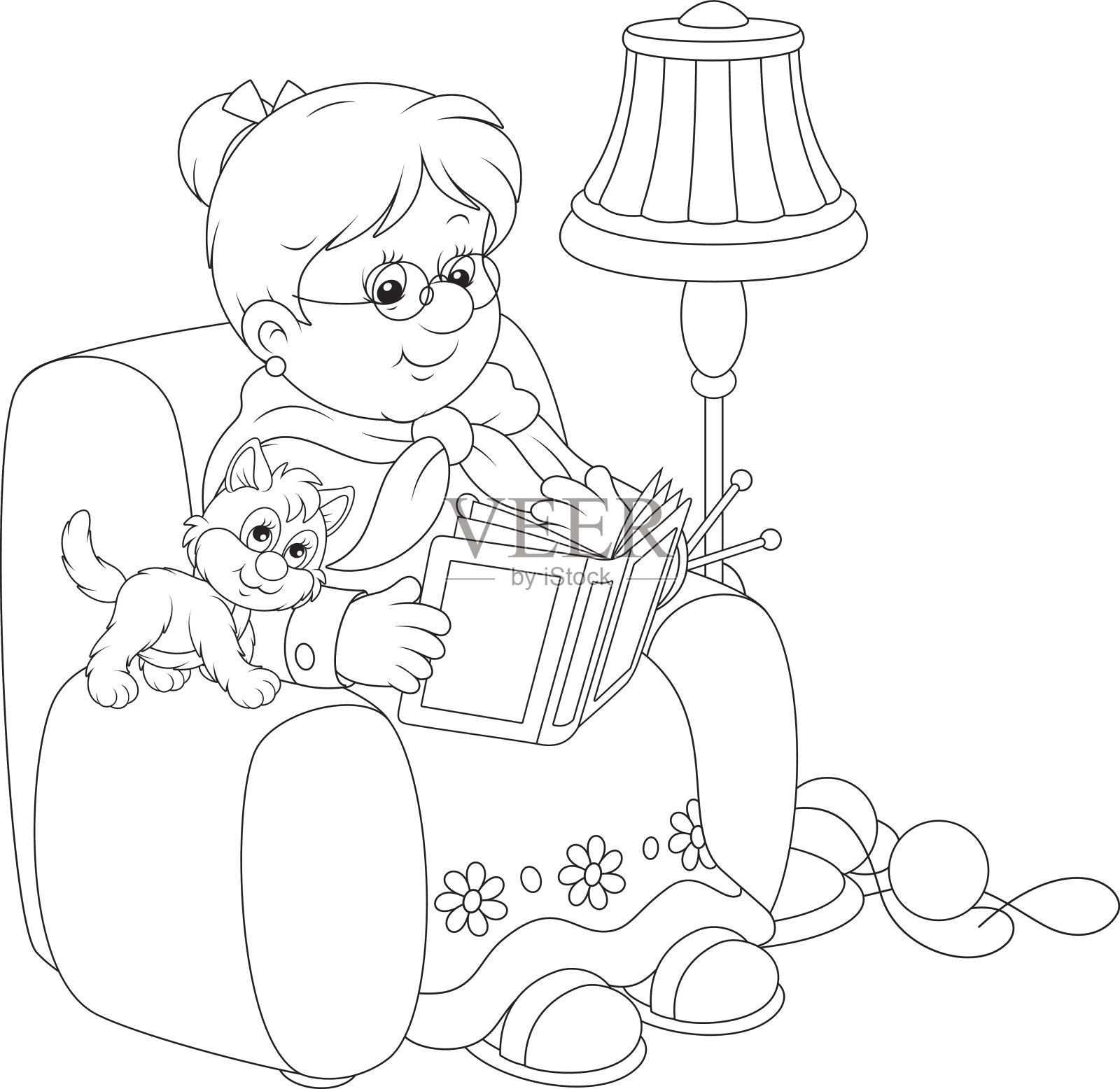 奶奶阅读设计元素图片