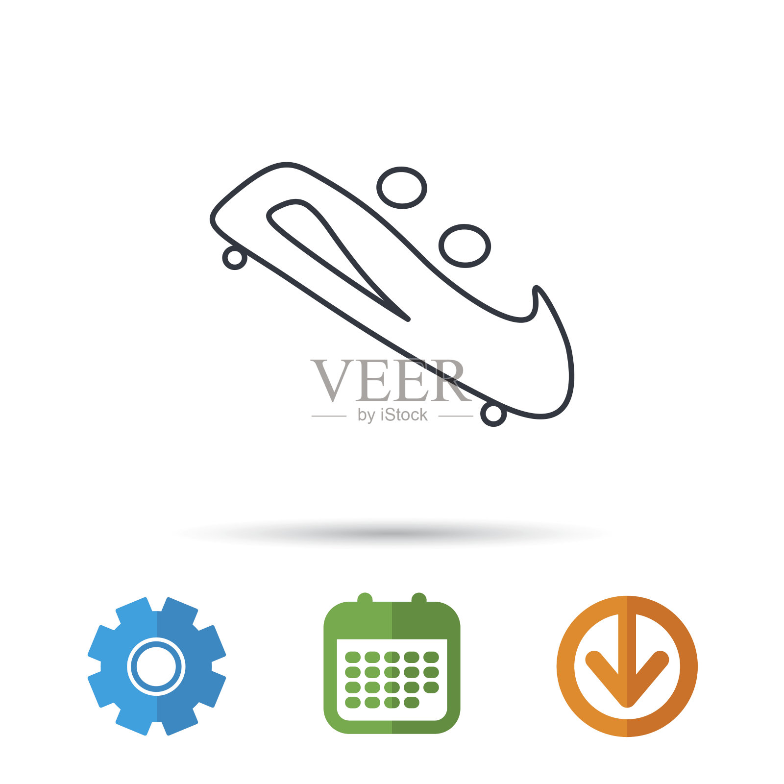 雪橇图标：双人雪橇标志图标素材