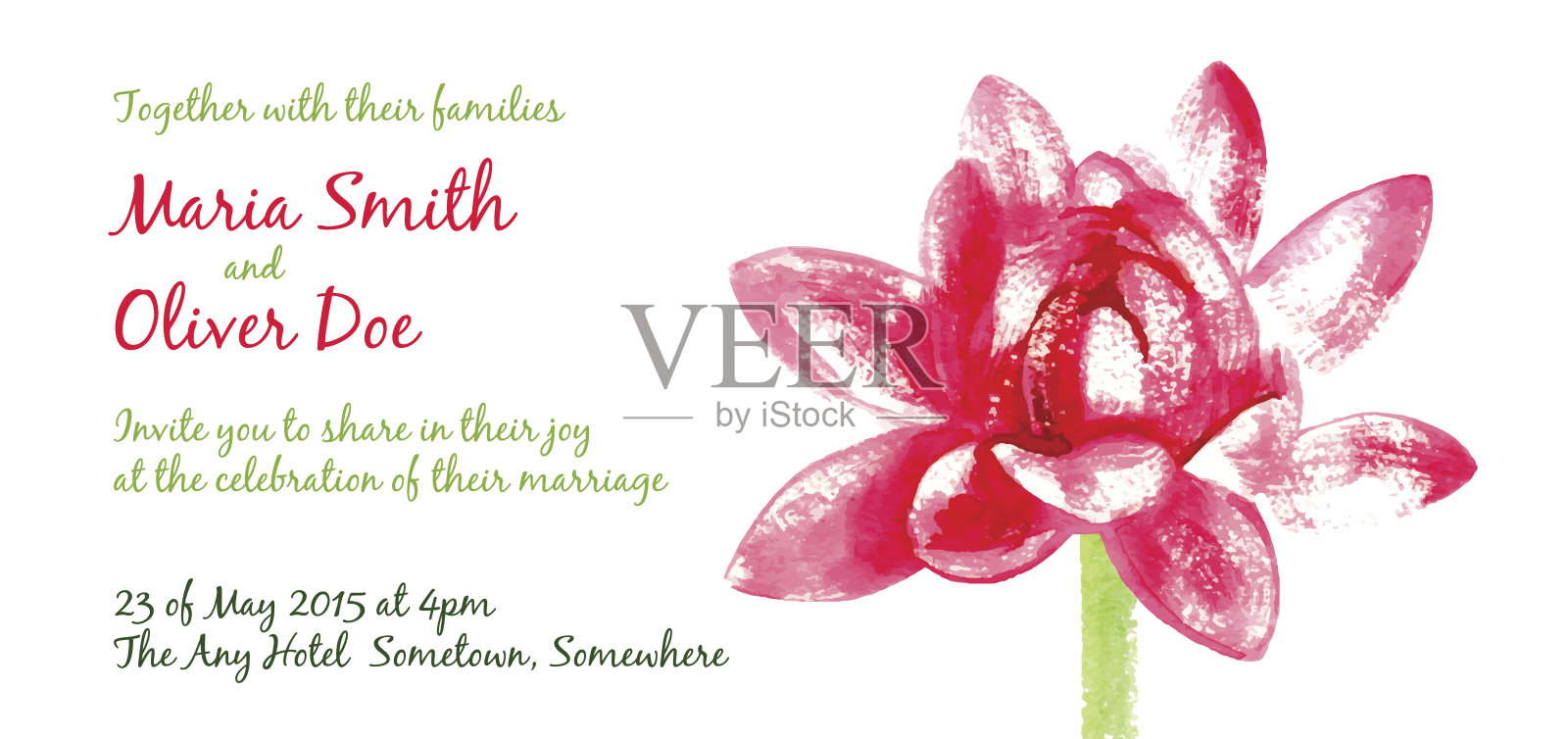 矢量背景与红色水彩莲花设计模板素材