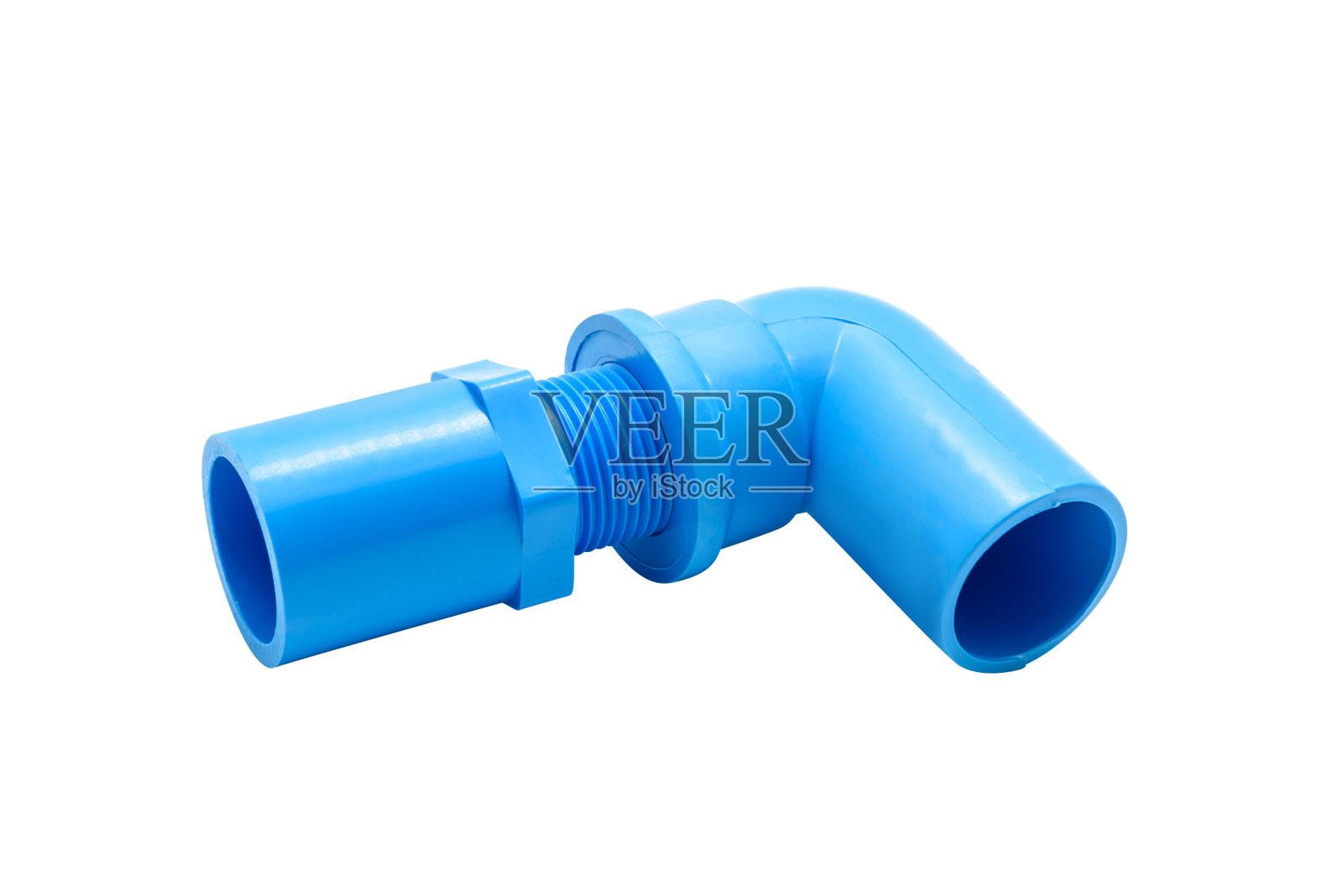 PVC管接头与管夹隔离照片摄影图片