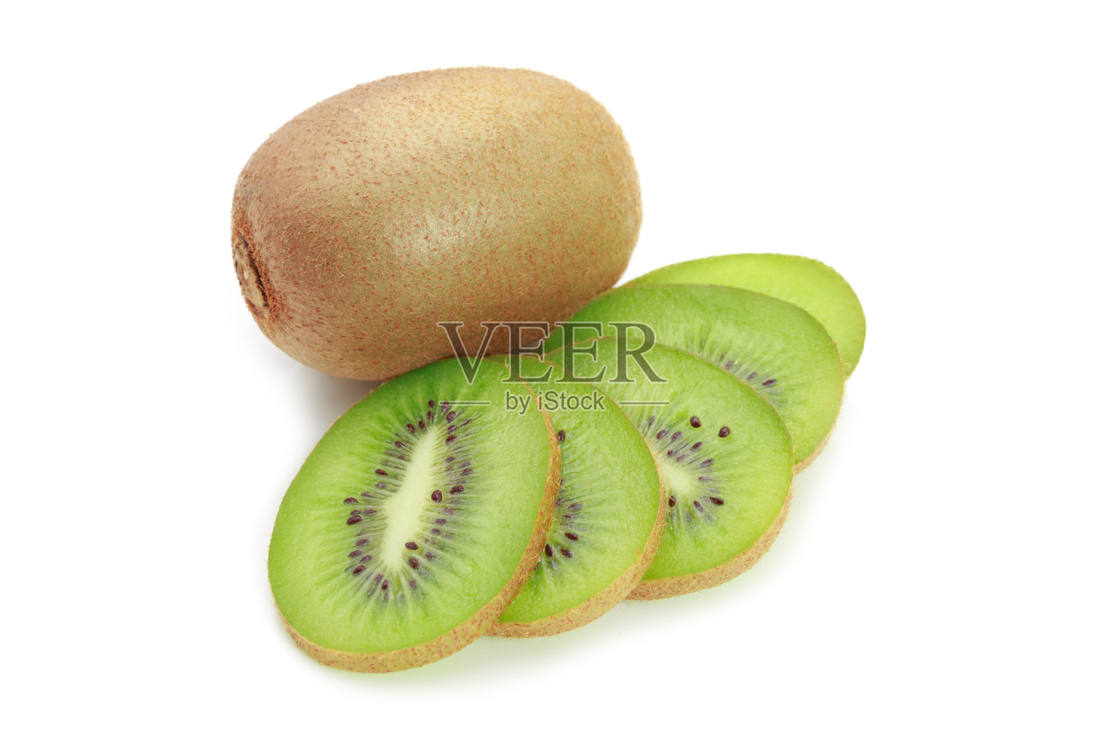 切割猕猴桃孤立在白色背景。照片摄影图片