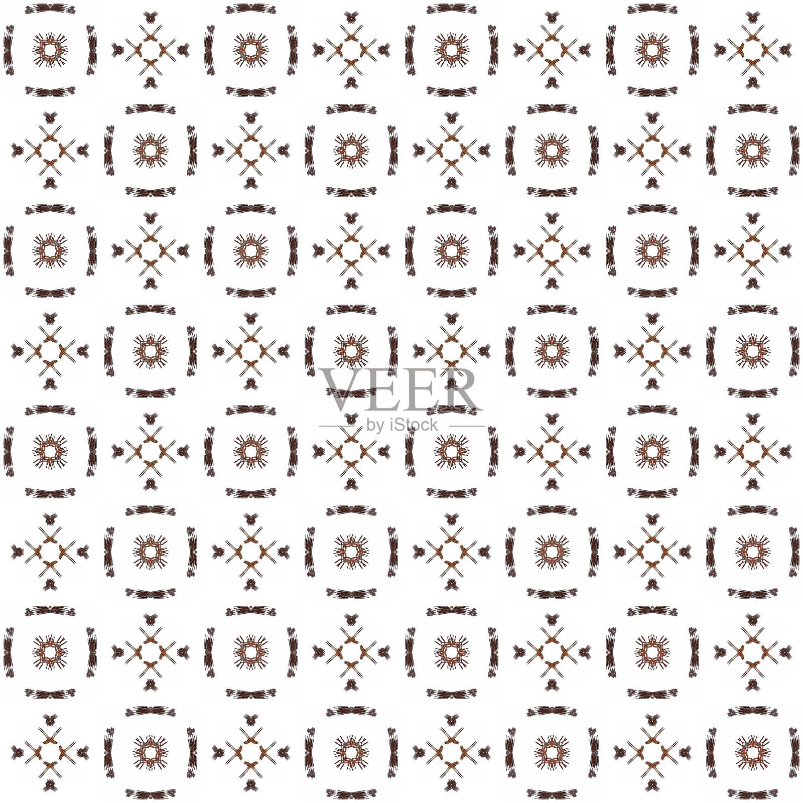 无缝纹理与三维渲染抽象分形棕色图案插画图片素材